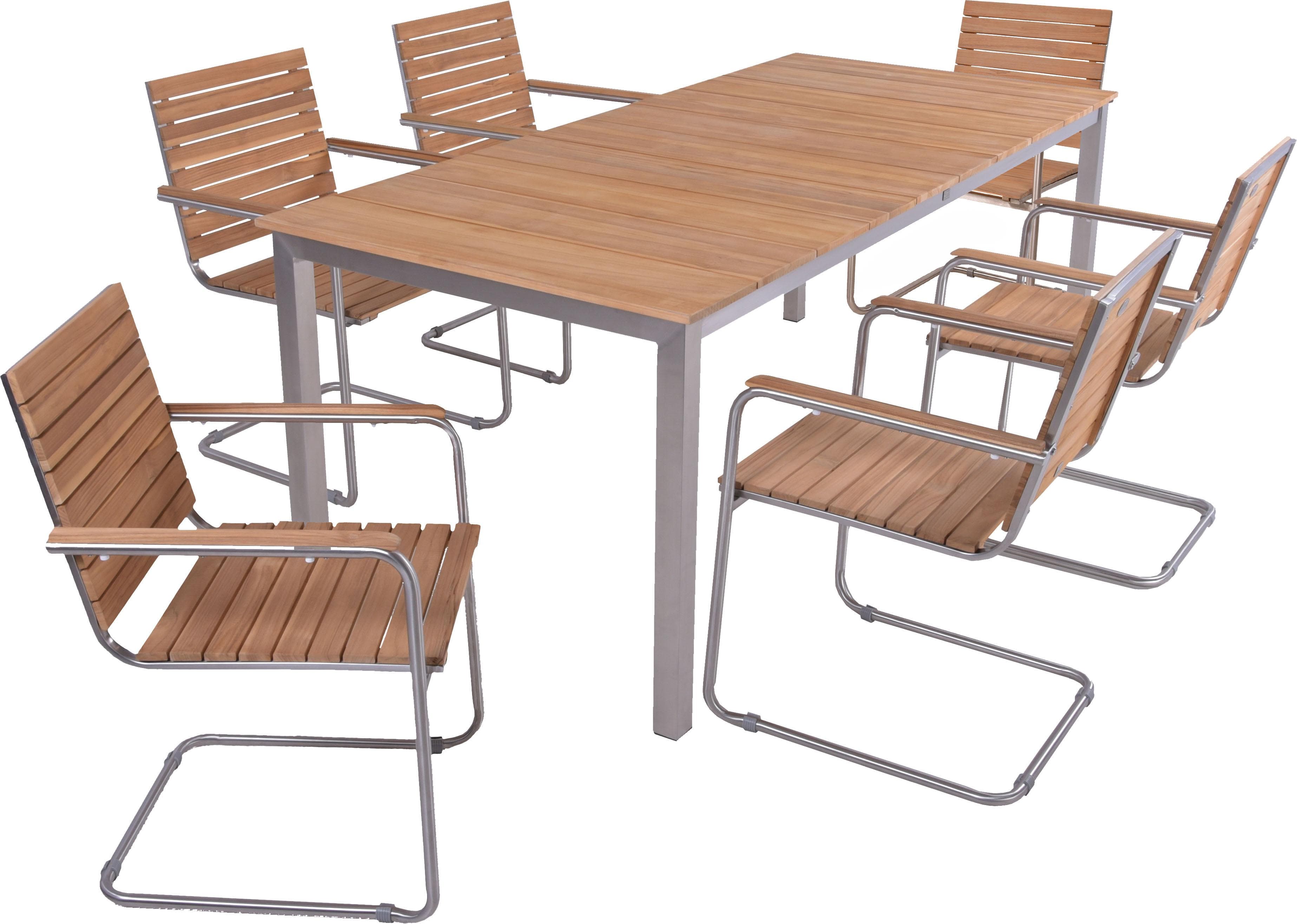 Garden Pleasure Garten-Essgruppe DALLAS/DENVER Set 05 Teak Edelstahl