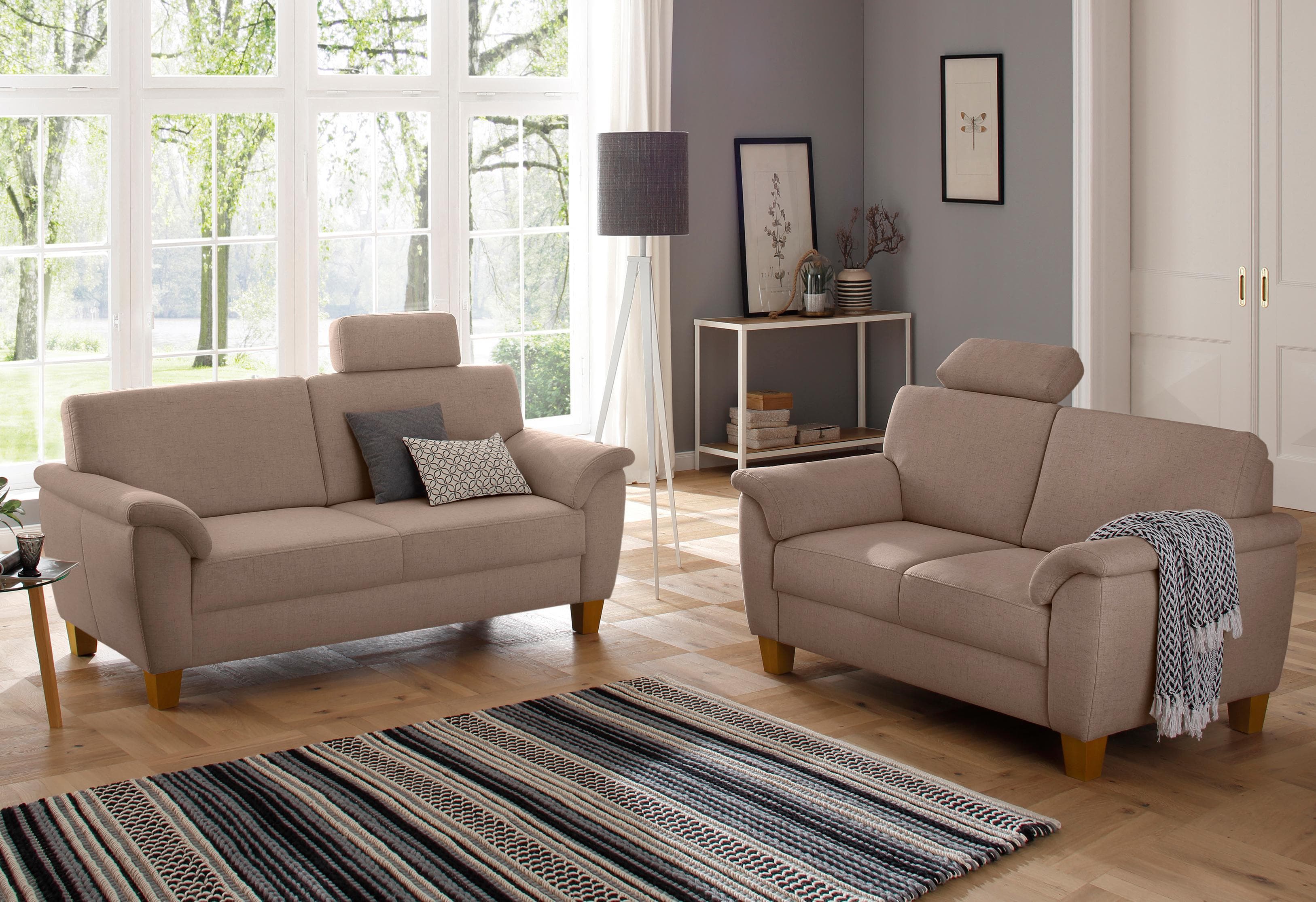 Polstergarnitur Set mit Federkern und Kontrastnaht