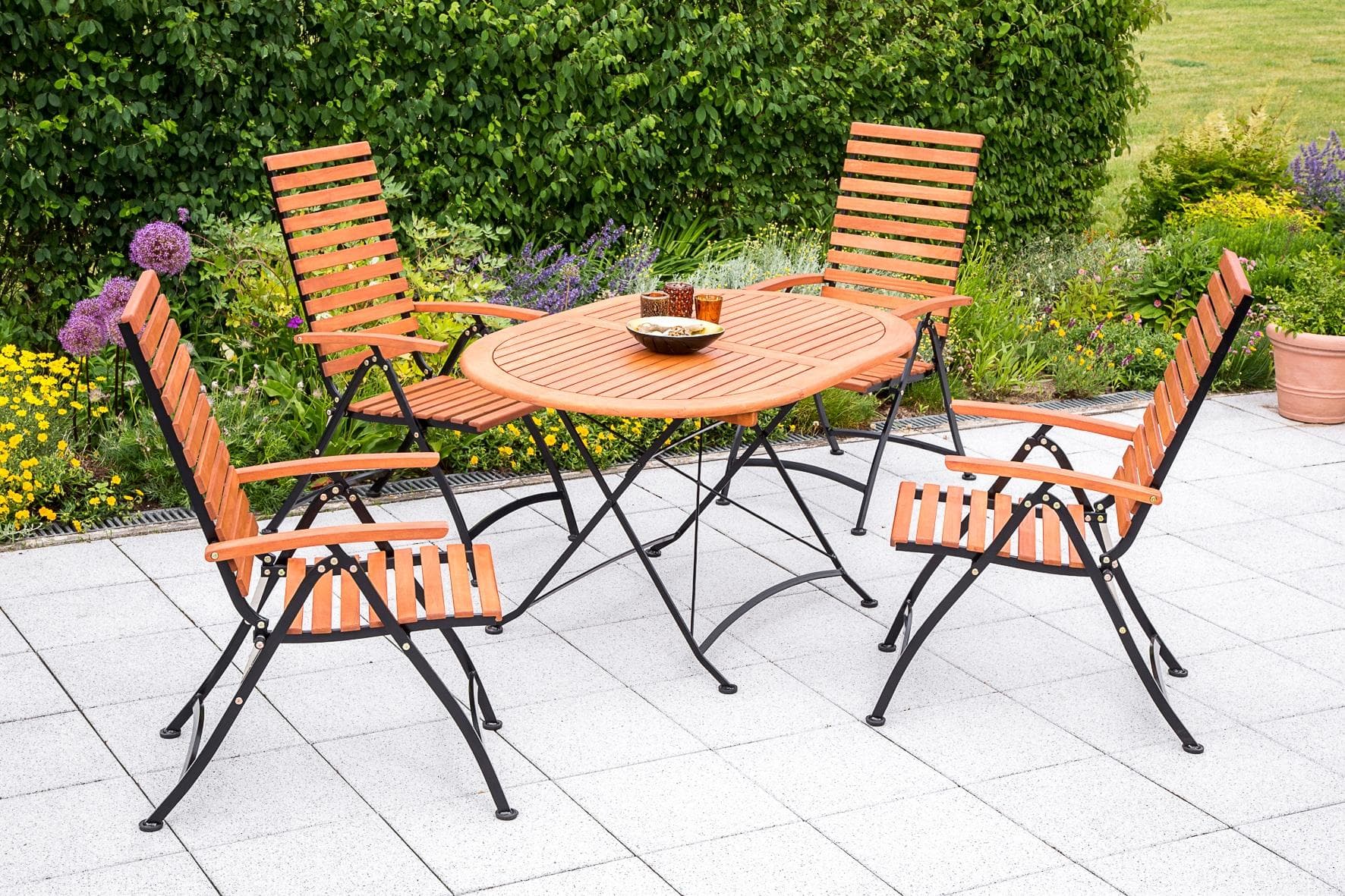 MERXX Garten-Essgruppe Schlossgarten: Hochwertiges Hartholz & Klappfunktion