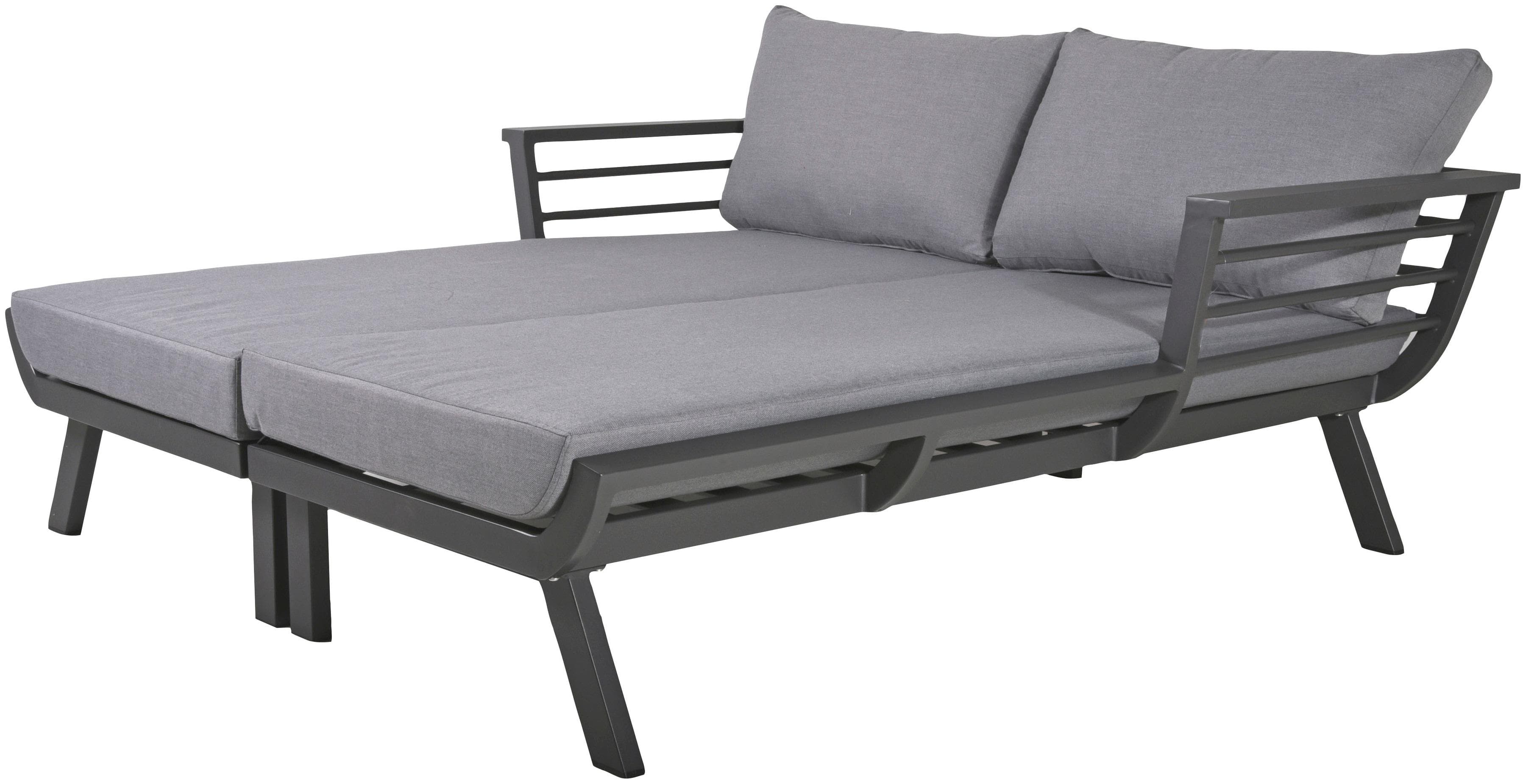 Doppelliege aus Aluminium mit extragroßer Liegefläche und Kissen