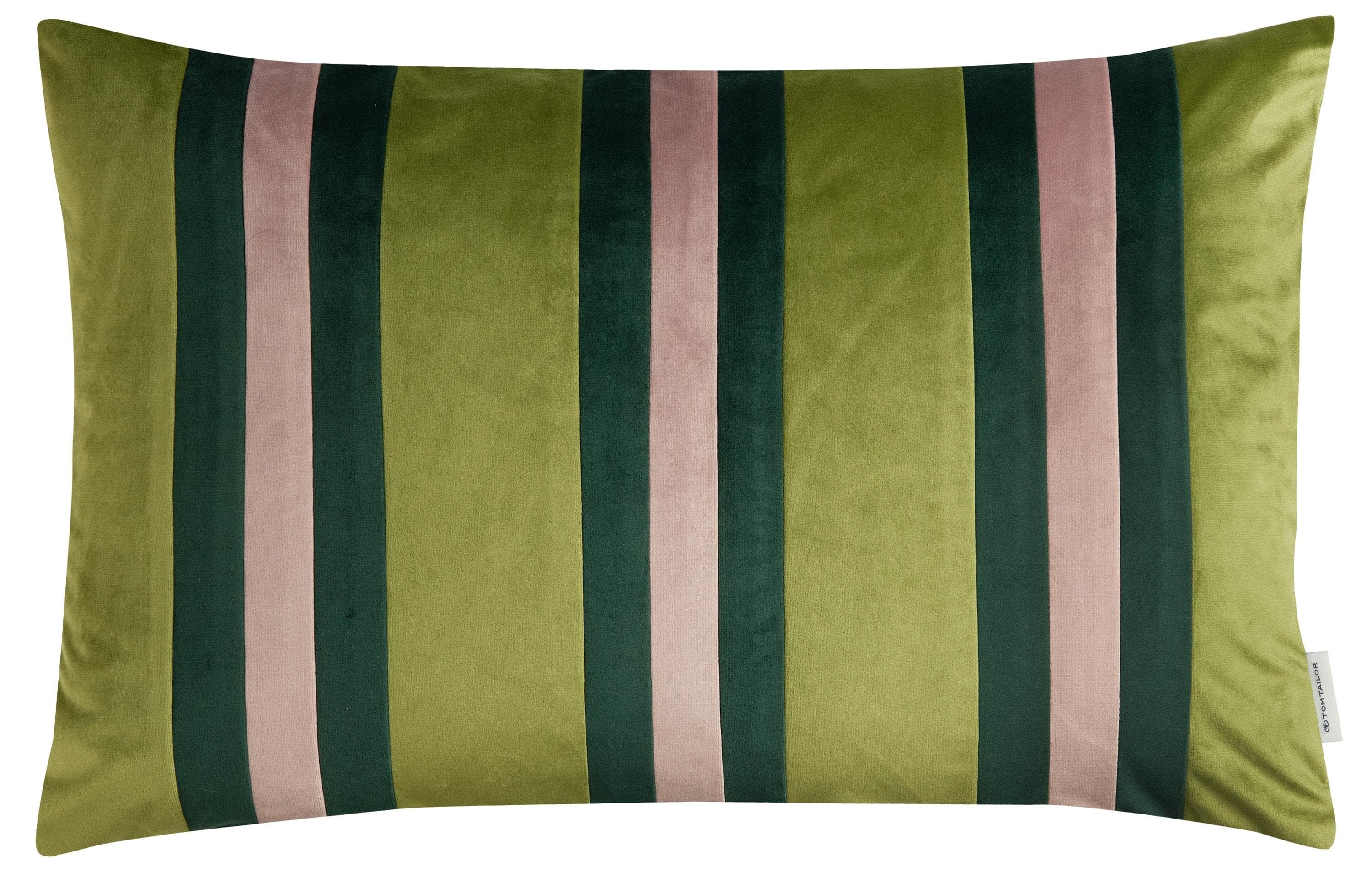 TOM TAILOR HOME Dekokissen Velvet Stripe Grün 60x40 cm Polyester