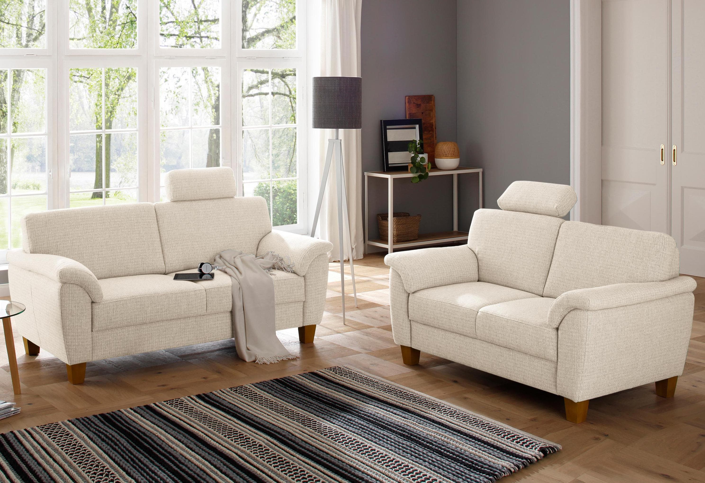 Polstergarnitur Set mit Federkern und Kontrastnaht