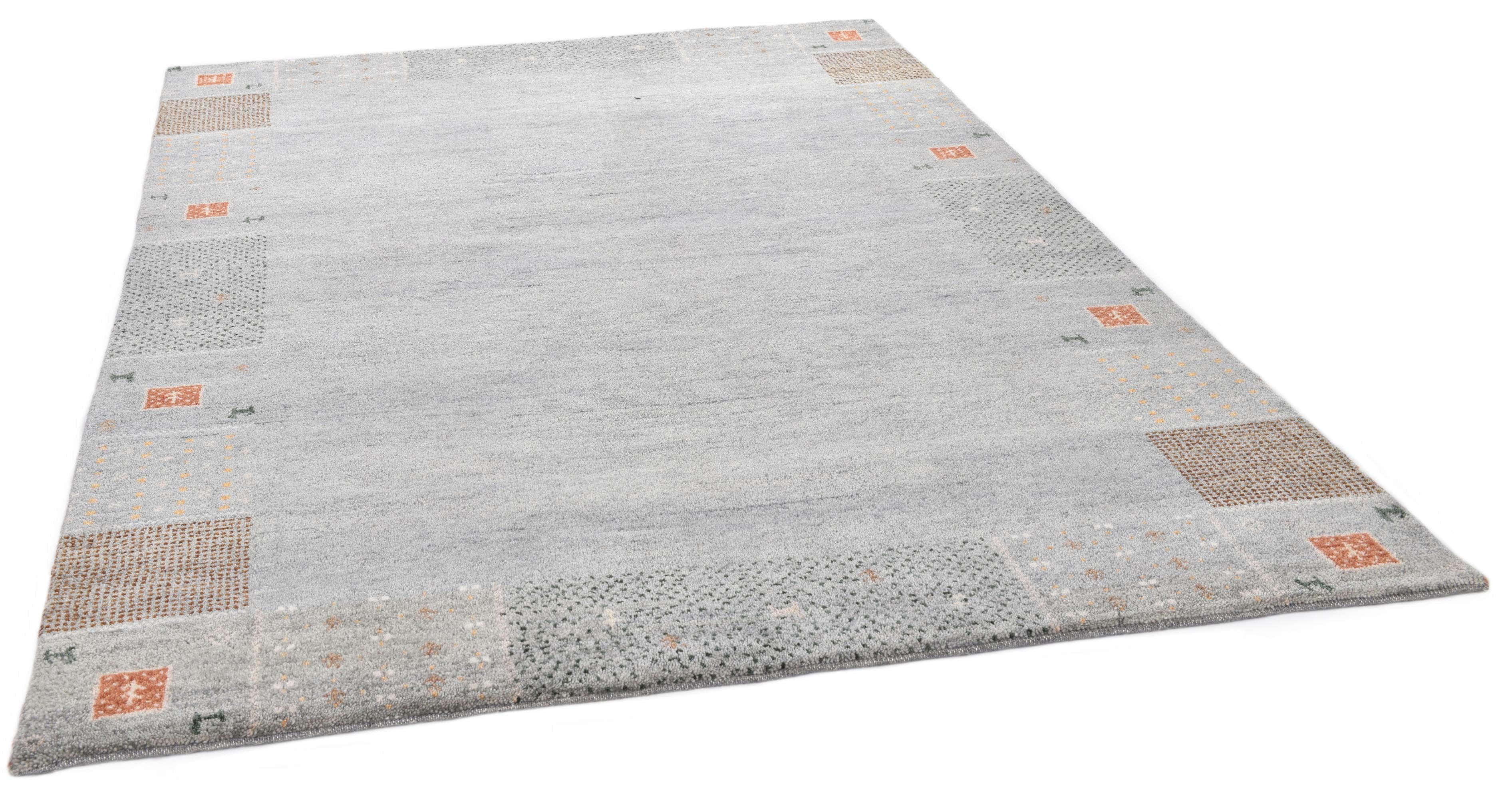 Wollteppich THEKO Denver 1999 Grau Gabbeh Design Handgeknüpft