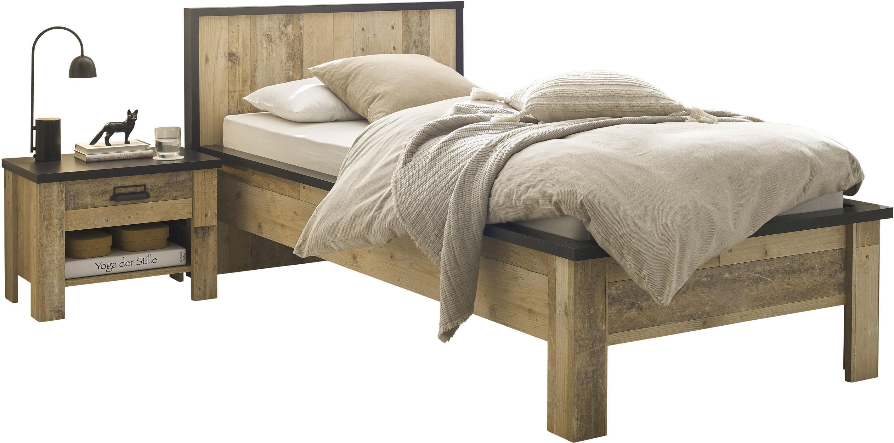 HOME AFFAIRE Bettanlage SHERWOOD braun mit Nachttisch