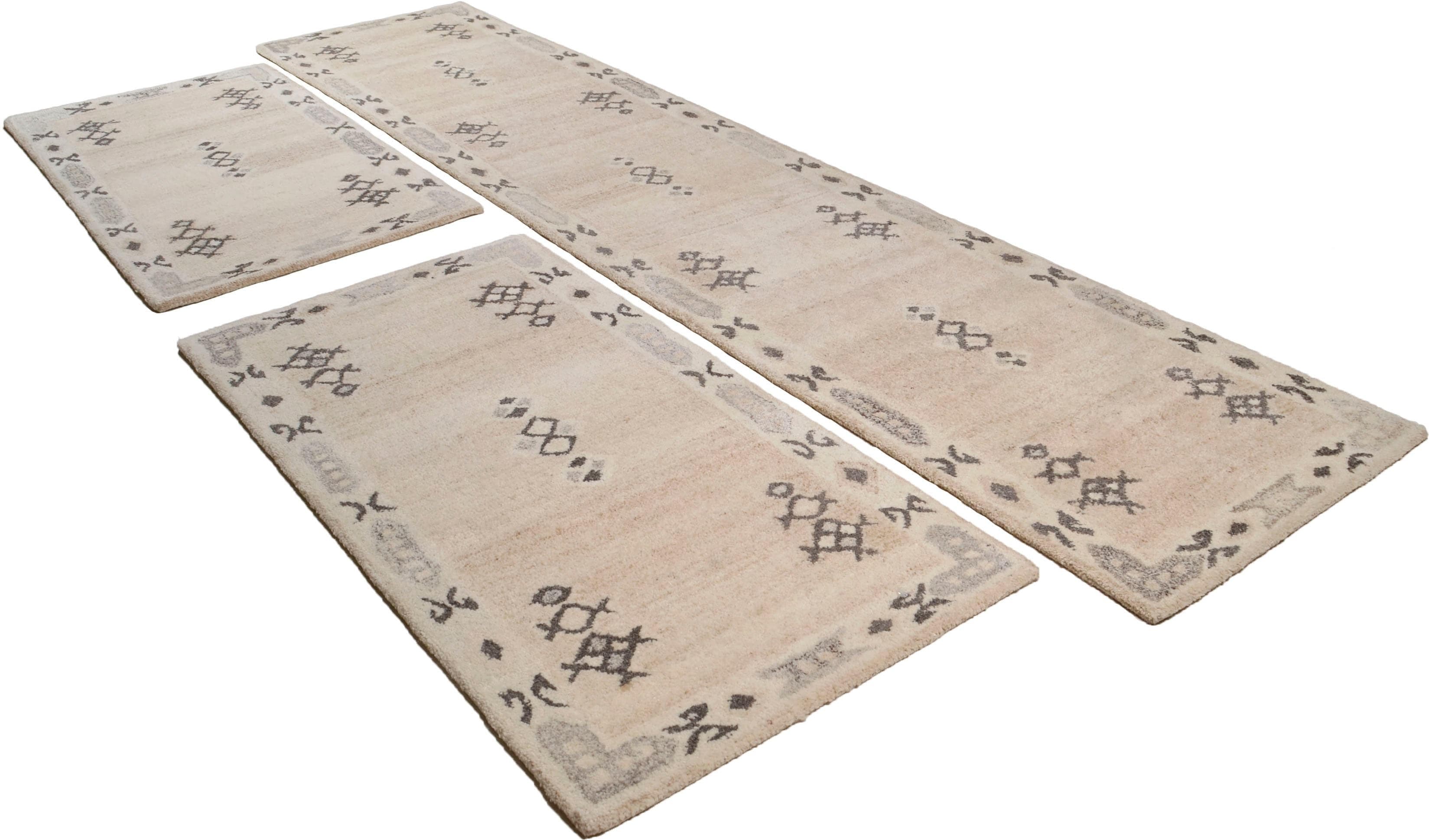 THEKO Royal Berber Bettumrandung: Handgetufteter Wollteppich für Gemütlichkeit