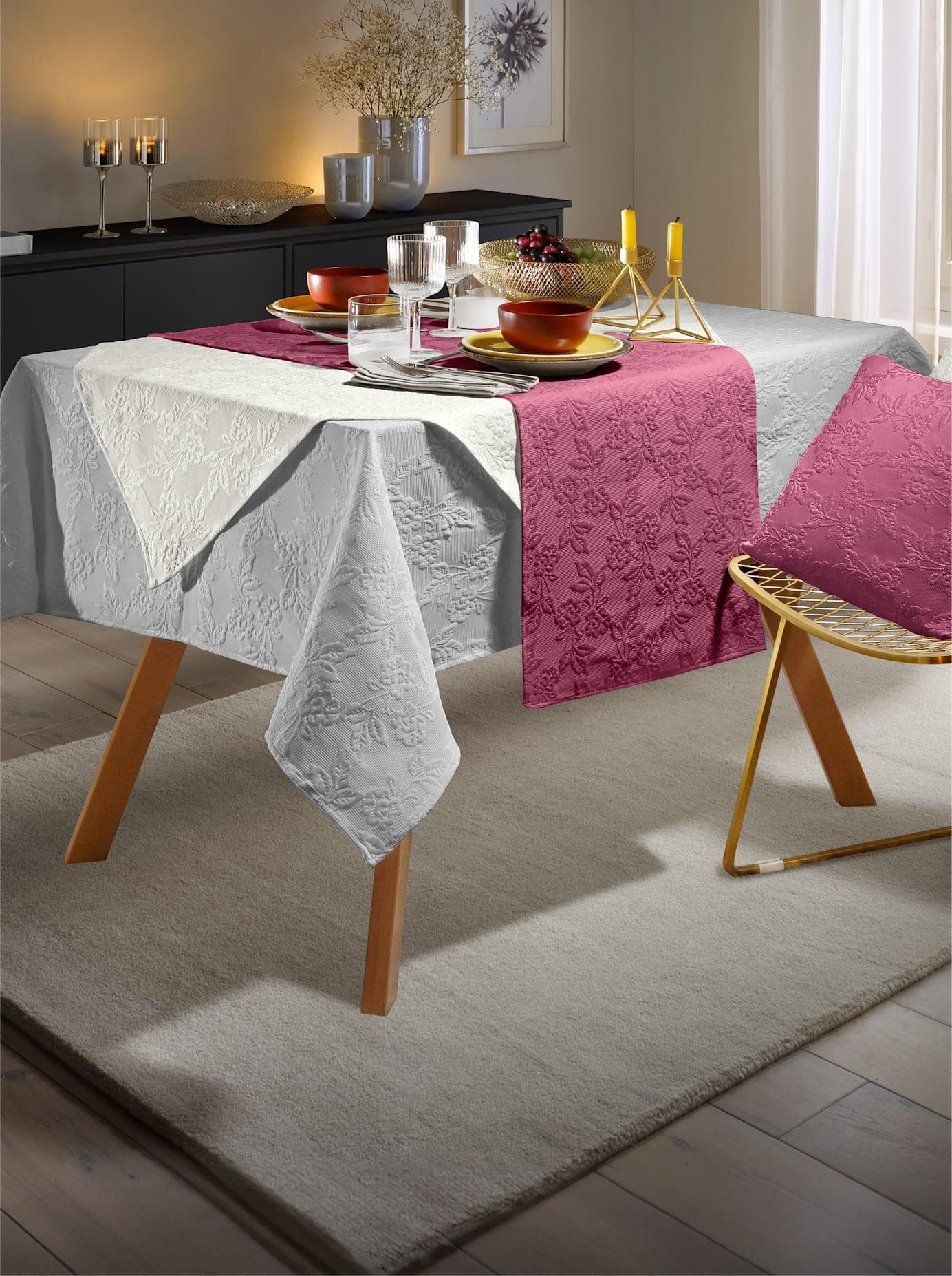 Tischdecke lila malve 130x260 cm eckig