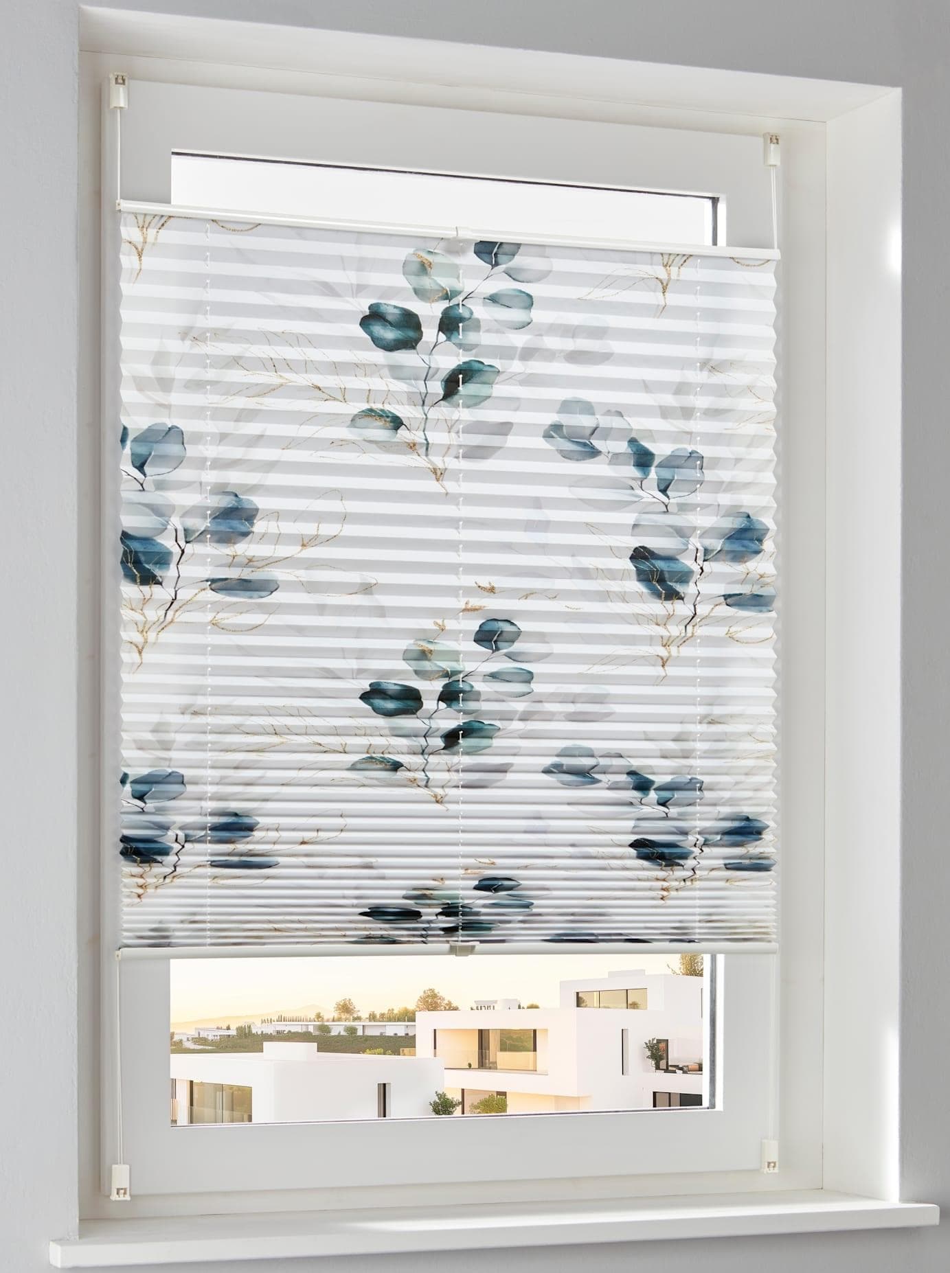 Jalousie HEINE HOME Gr. 9 Weiß Blätter-Dessin