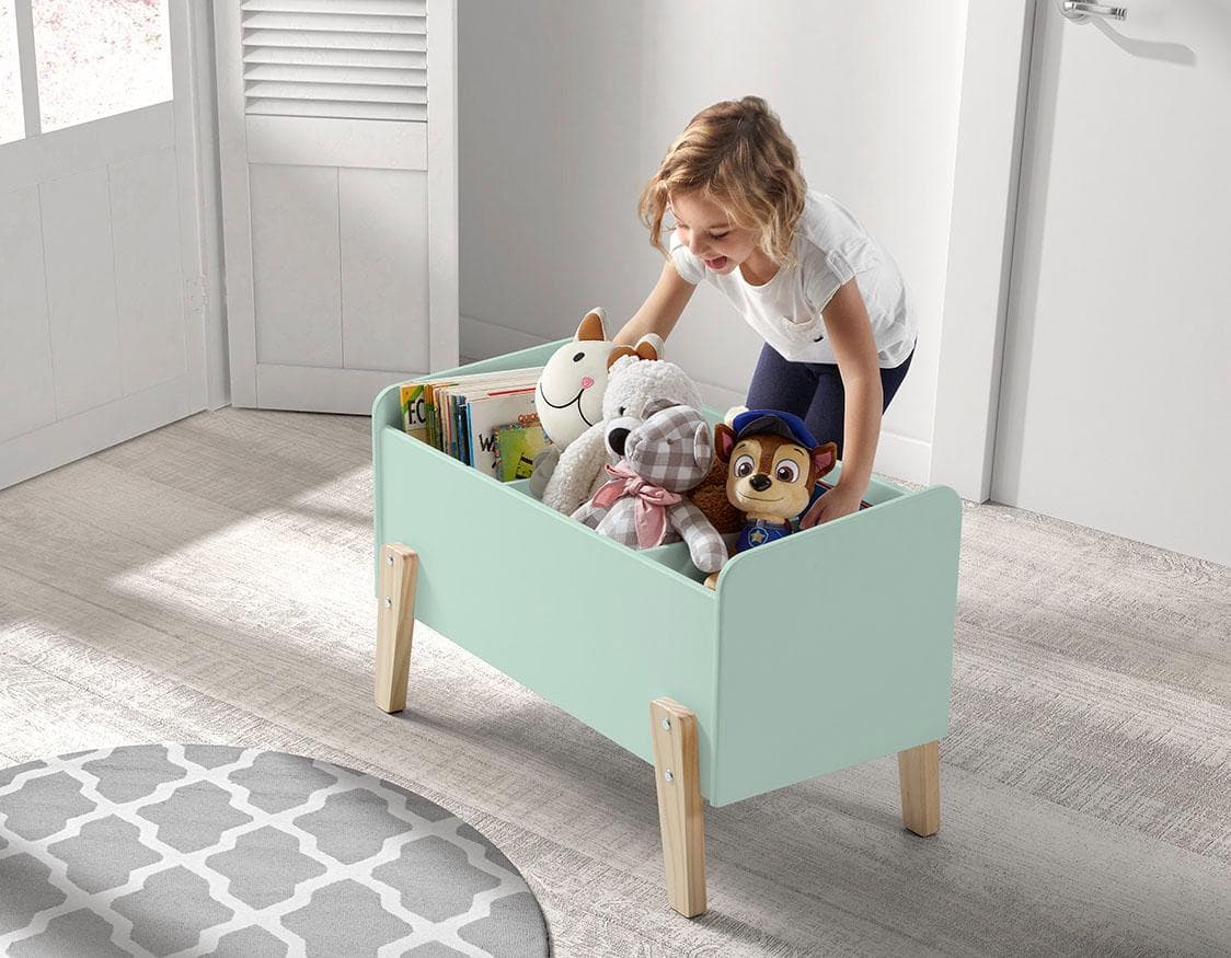 Vipack Spielzeugtruhe Kiddy Minzgrün - Holzspielzeugkiste mit Skandinavischem Design