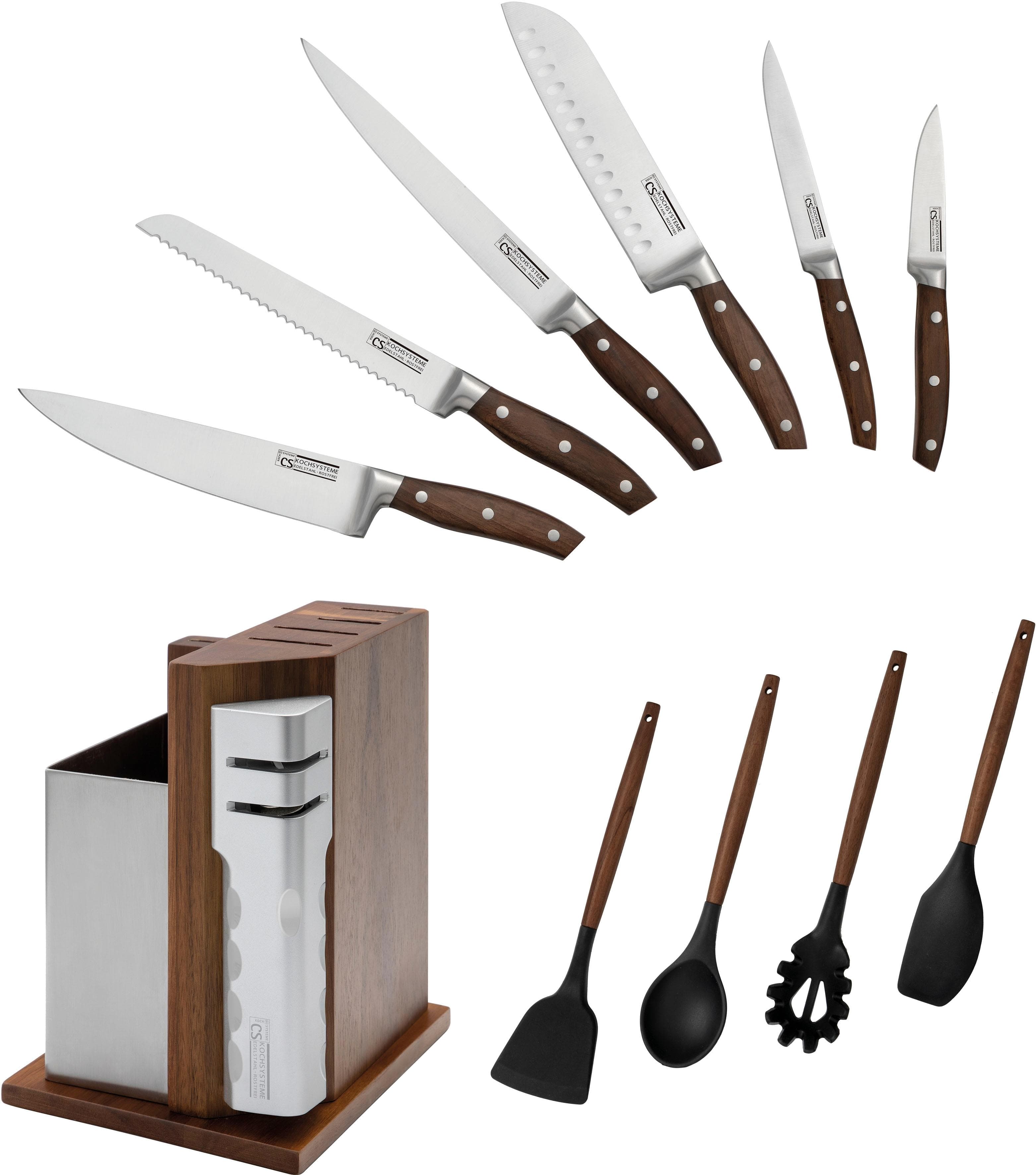 Messerblock Soltau Silber mit 6 Messern und Küchenhelfern