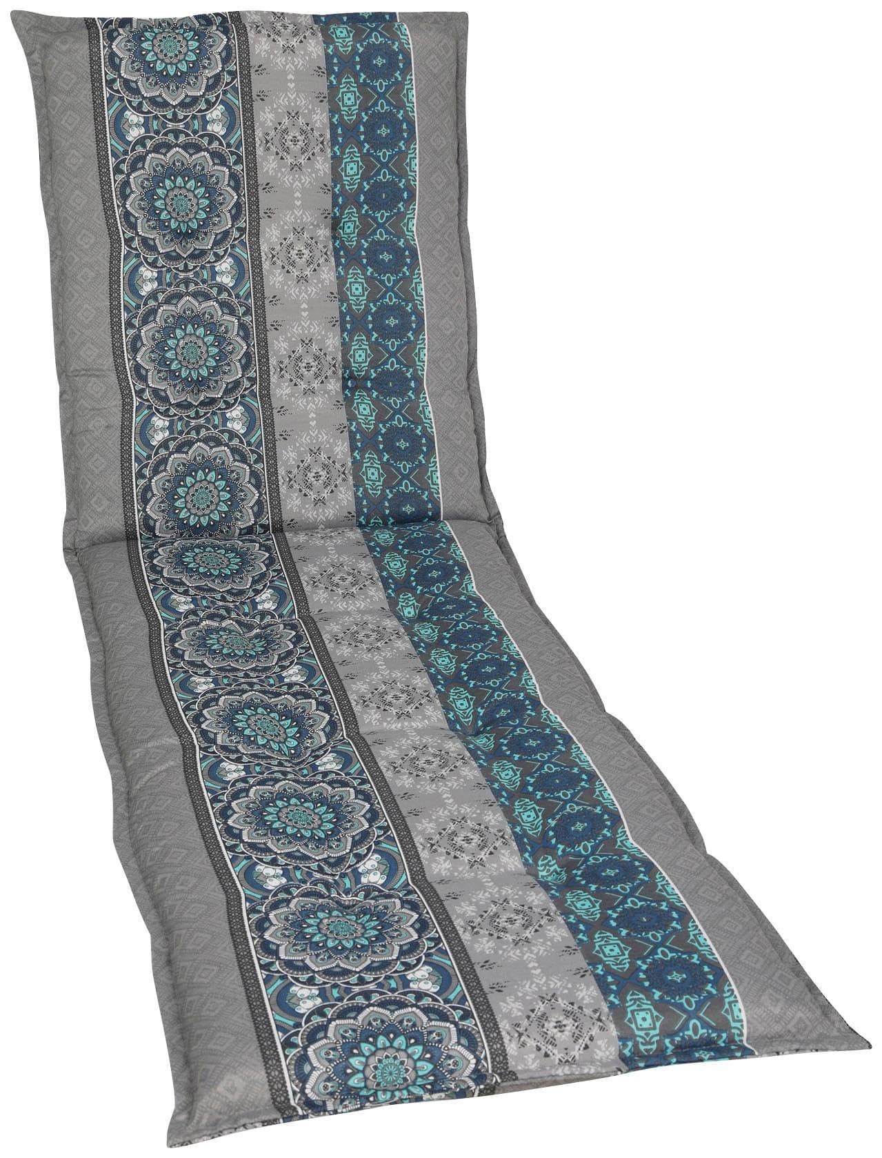 GO-DE Liegenauflage GLADIO: Blau-Gemusterte Gartenliegeauflage für Rollliegen