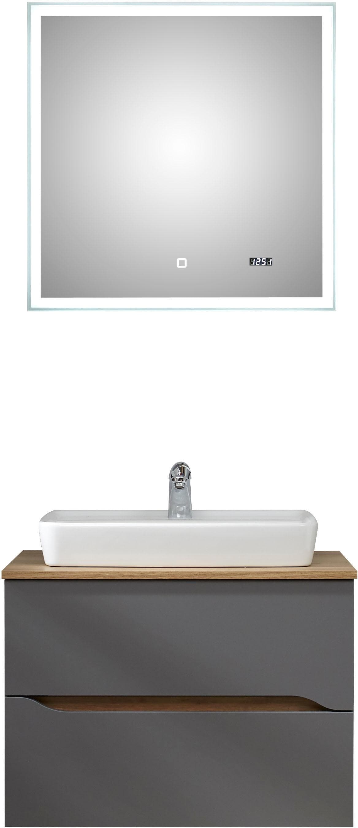 Modernes Badmöbel-Set aus Keramik, Metall und Holz