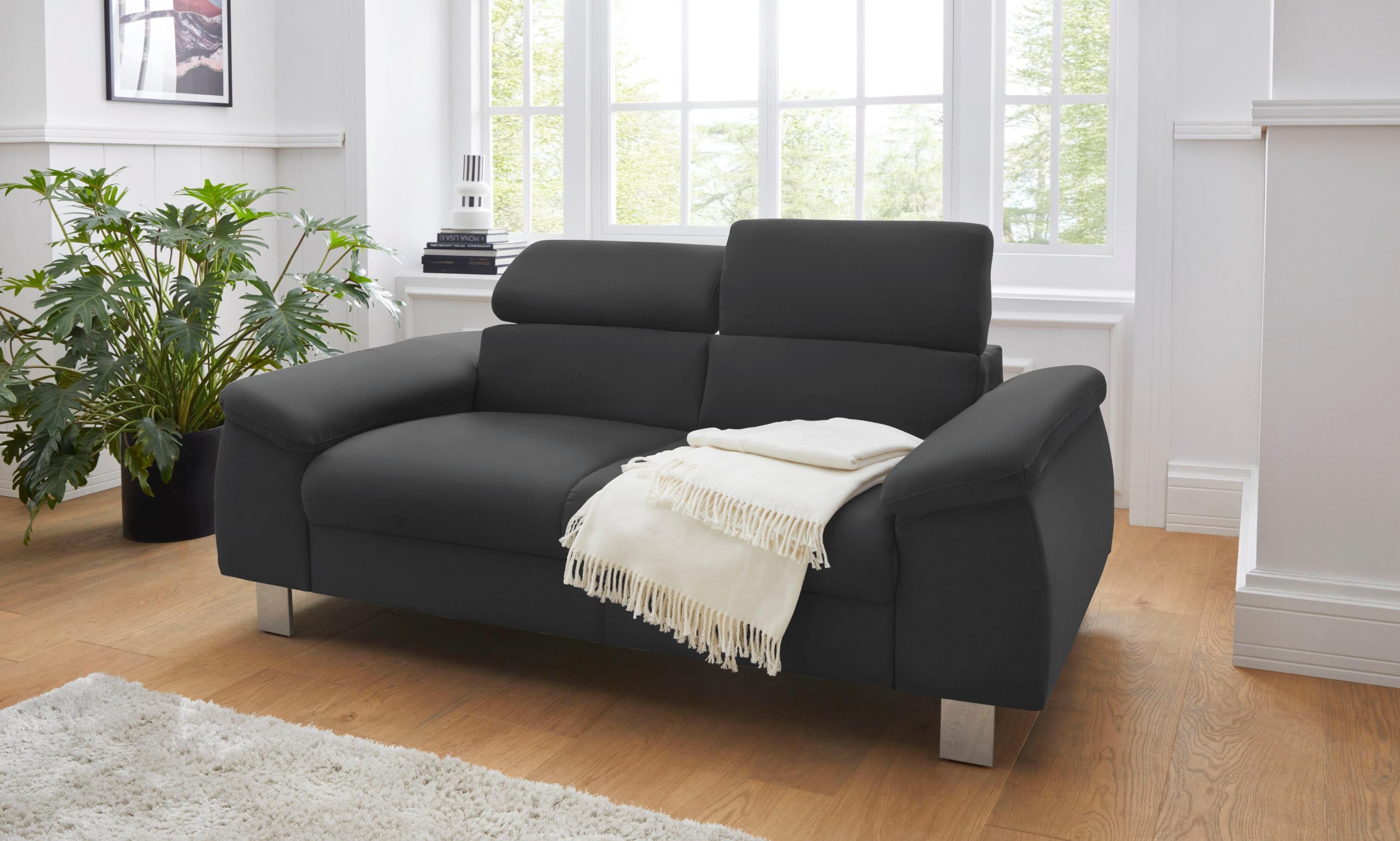 COTTA Polstergarnitur Komaris Schwarz mit Hocker