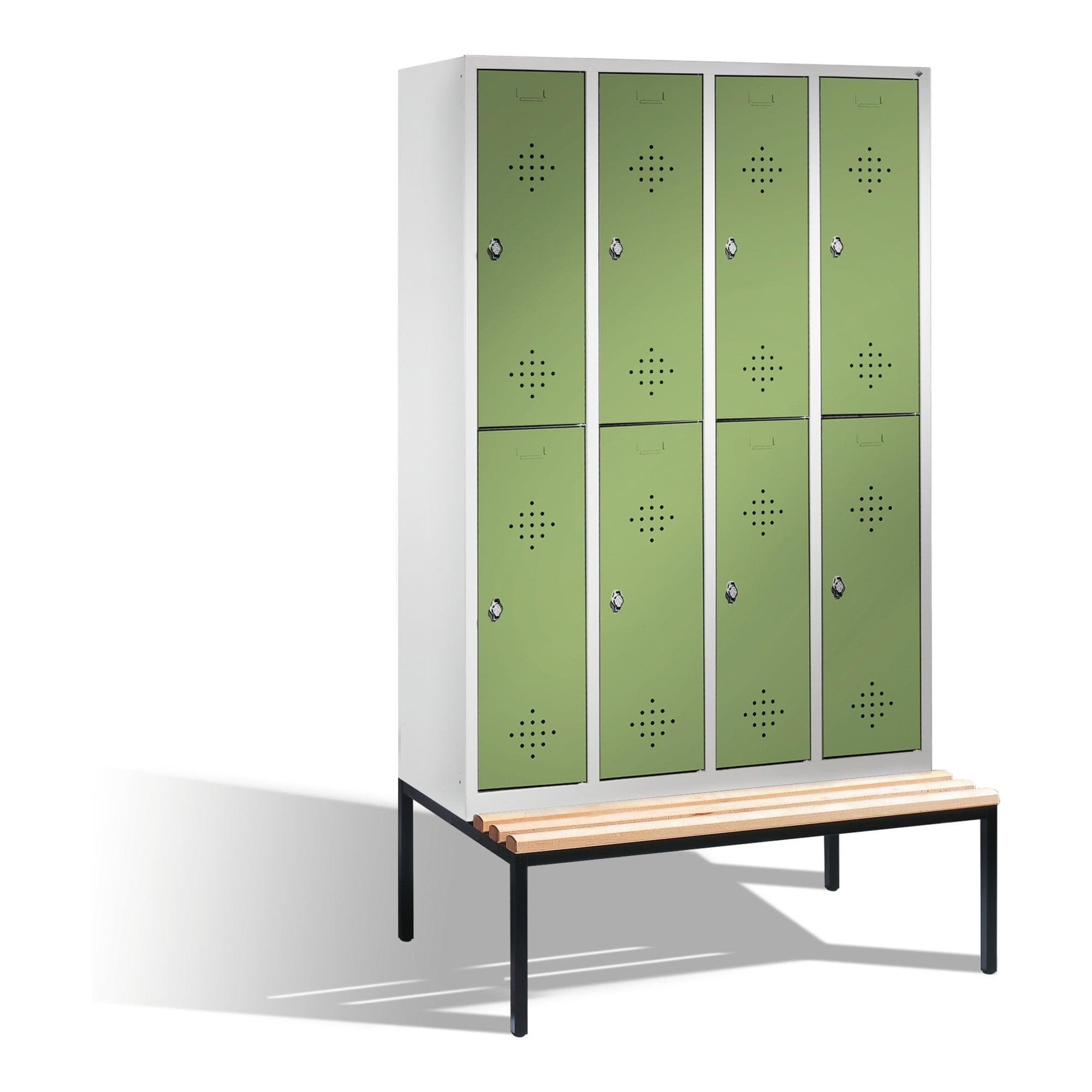 C+P Doppelstockspind Classic mit Sitzbank 8 Fächer Resedagrün