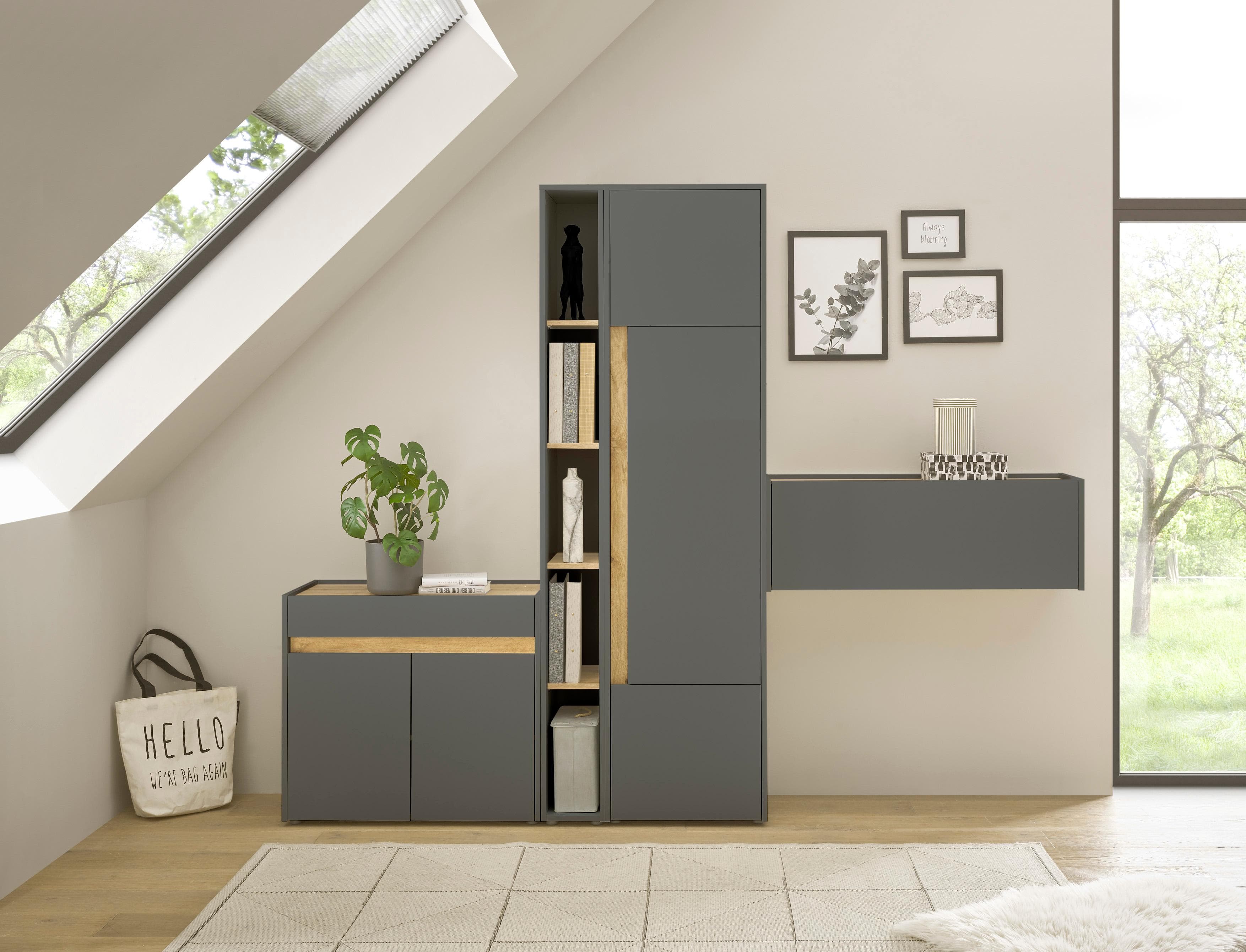 Home Affaire Büromöbel-Set City/Giron Anthrazit 4-tlg.