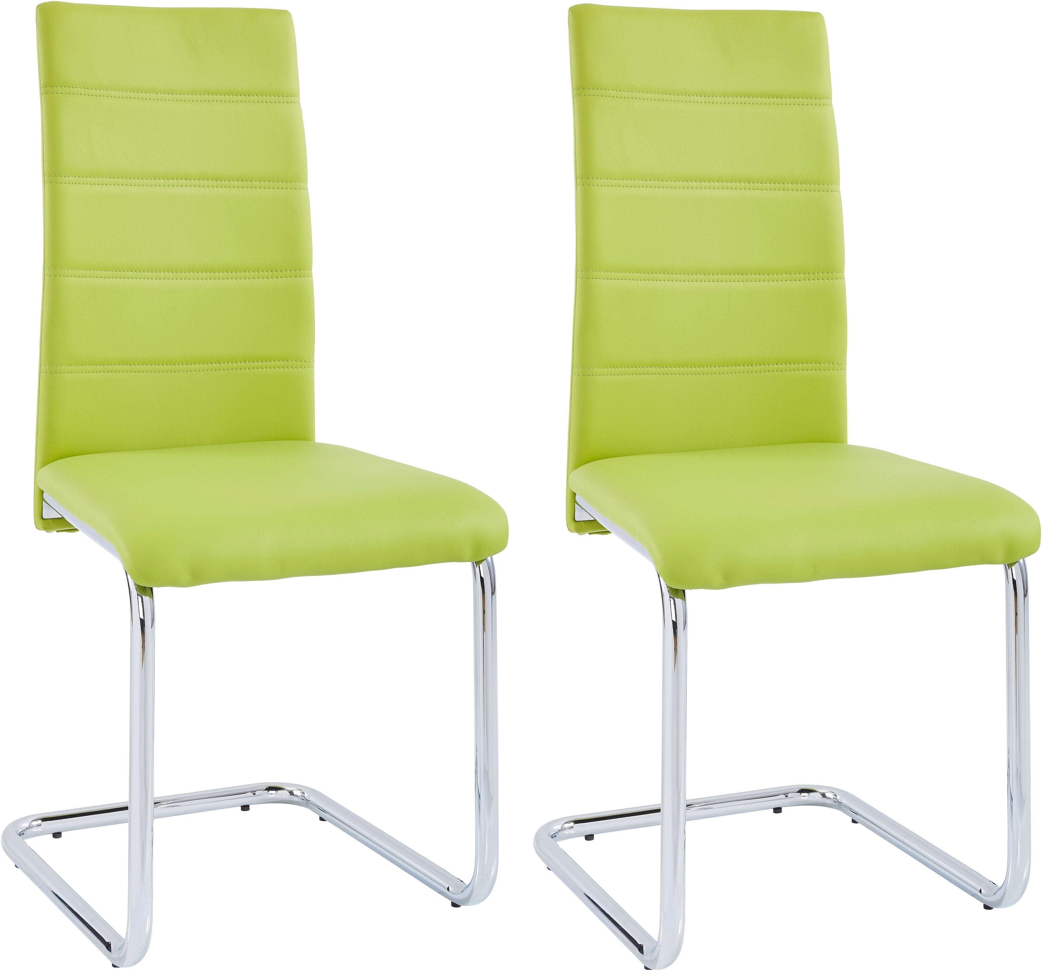 Freischwinger Set aus Kunstleder mit verchromtem Gestell