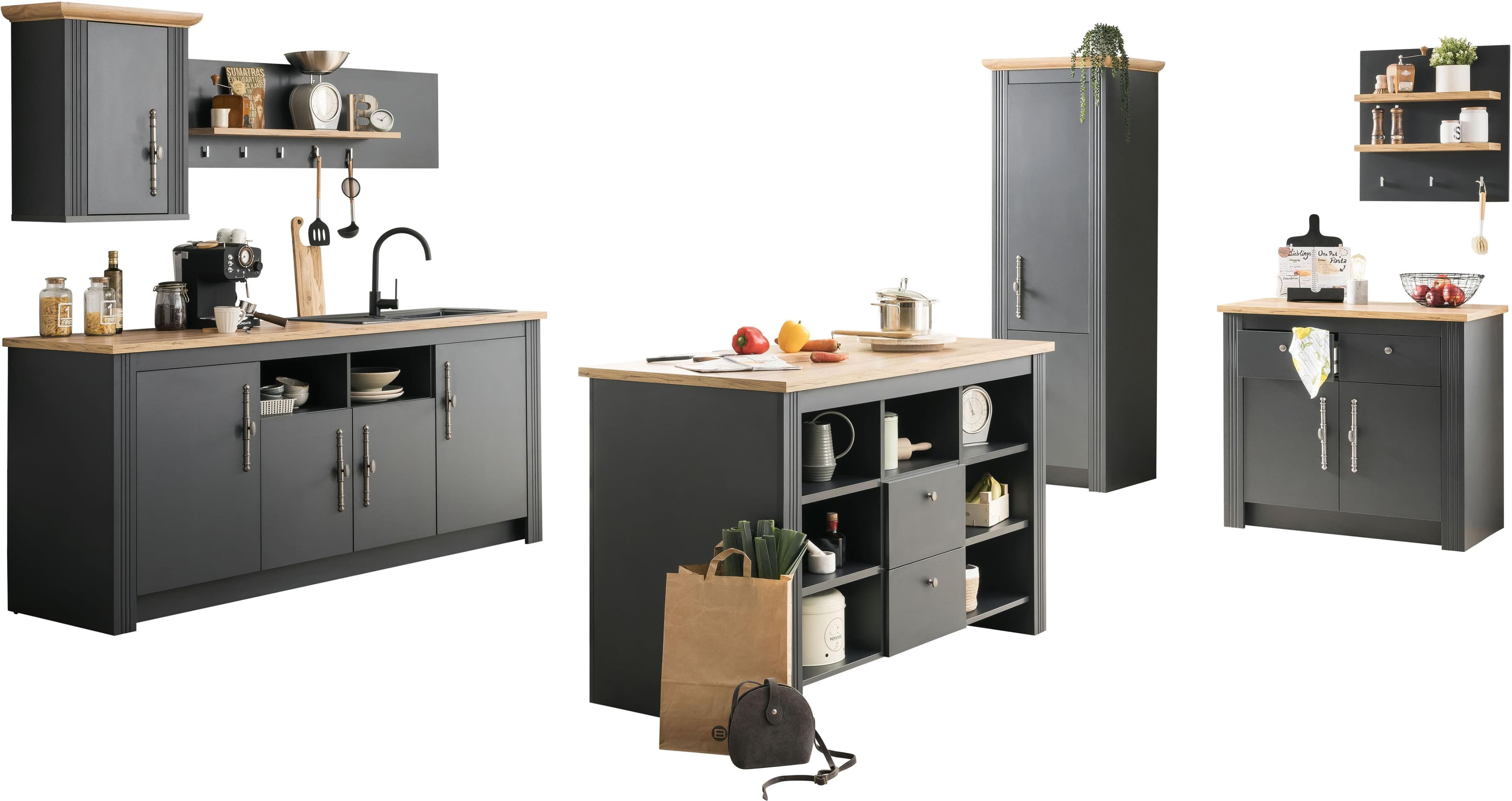 KOCHSTATION Küche KS-Westminster im Landhausstil mit Metallgriffen