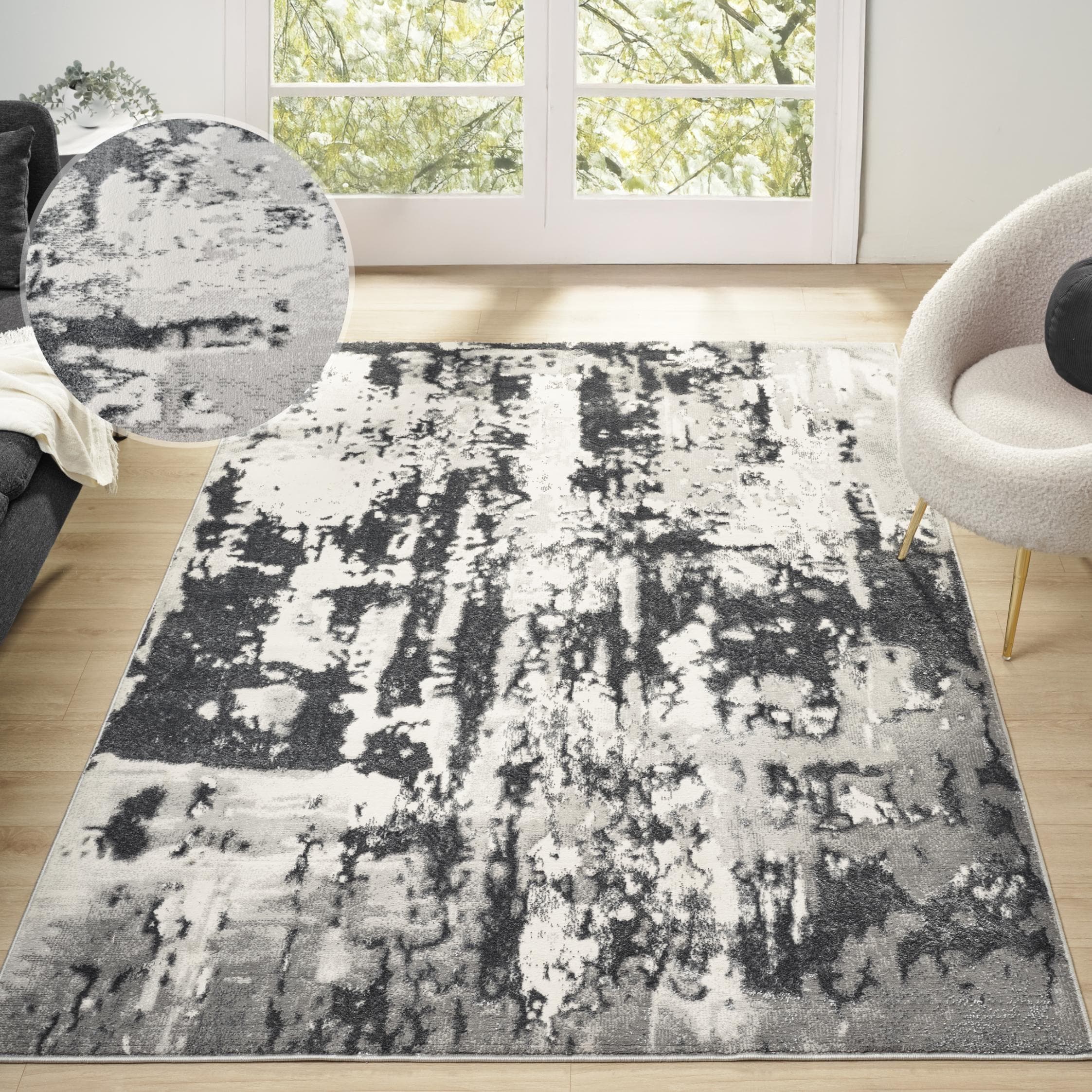 Vintage Landhaus Teppich in Grau, 160x230 cm