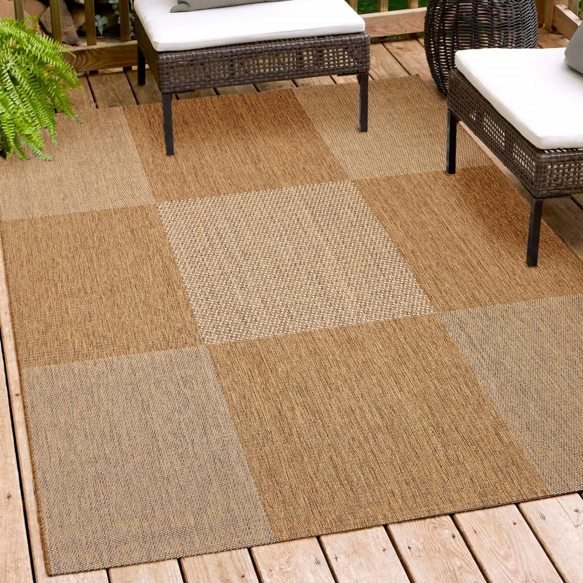 Andiamo ARIZONA1 Flachgewebe Teppich - Kariertes Muster, In- & Outdoor