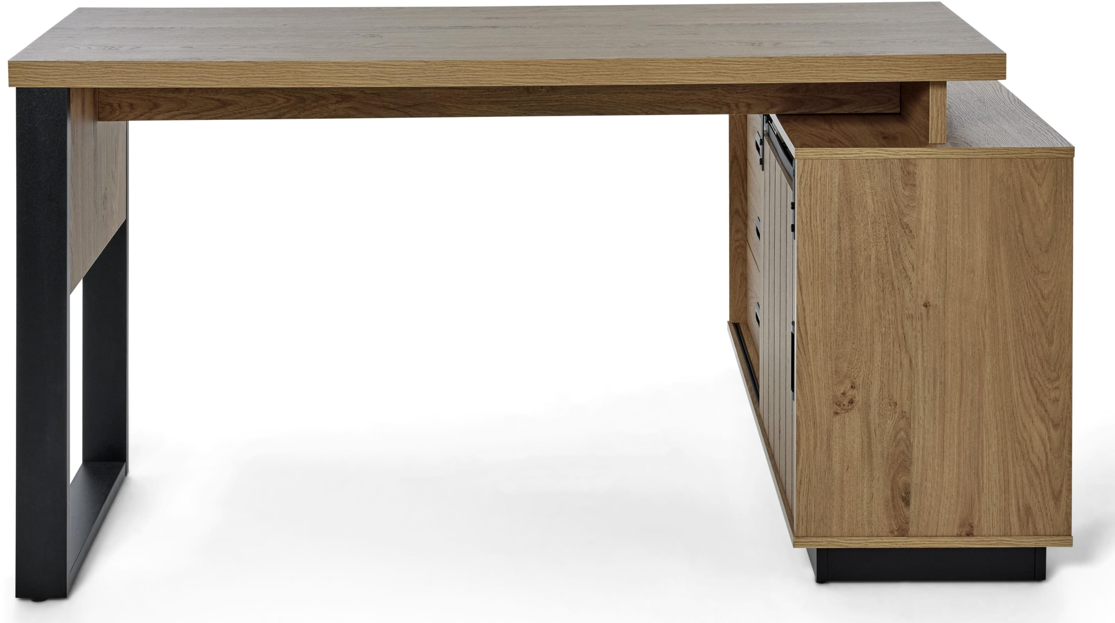 Moderner Eckschreibtisch aus Montana Eiche und Metall