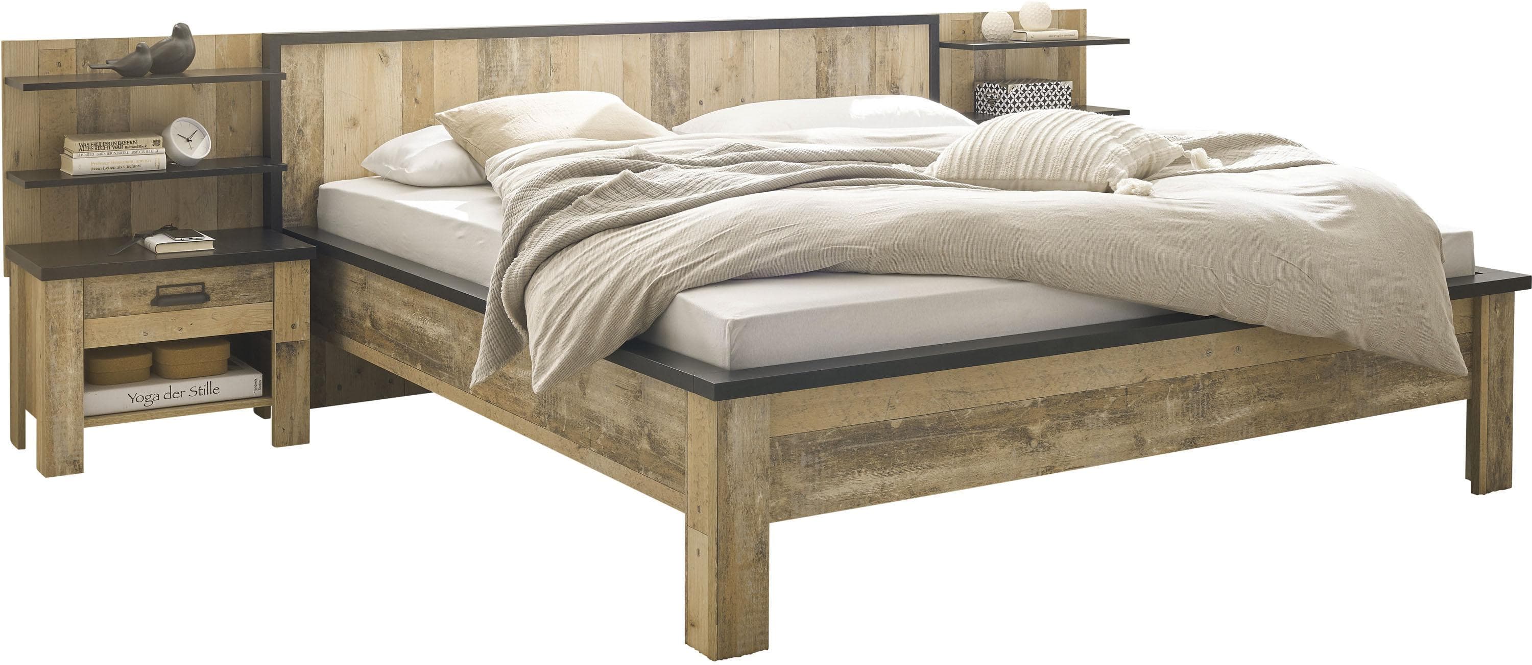 HOME AFFAIRE Bettanlage SHERWOOD braun 5-tlg. mit Nachttischen