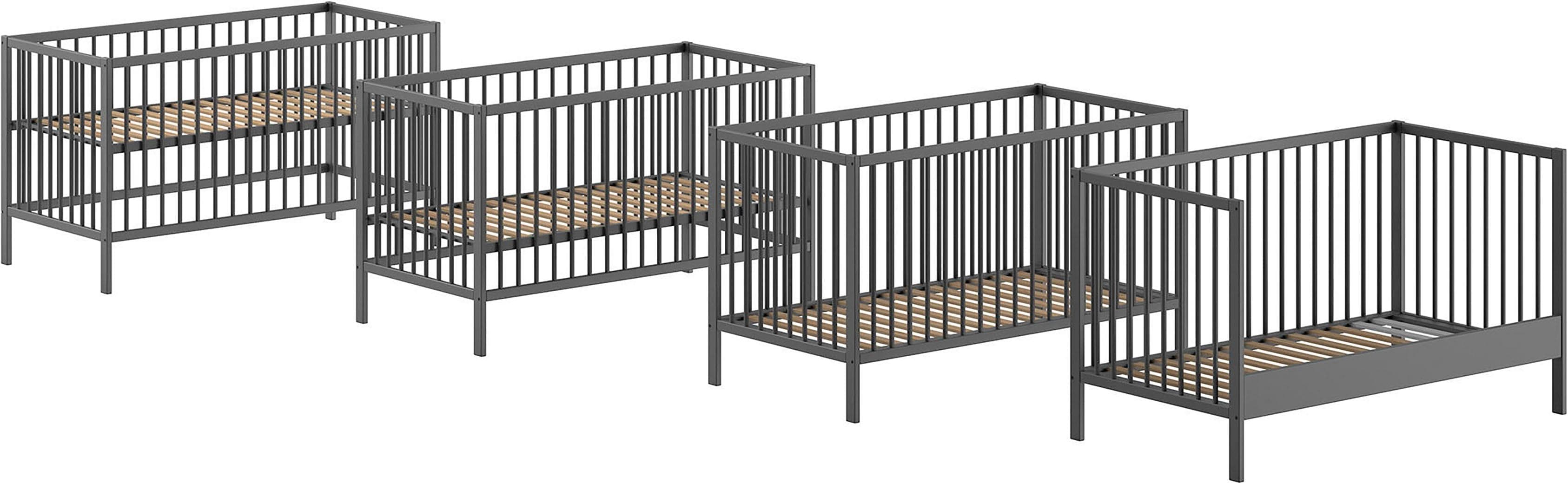 Vipack Dino Babybett: Massivholz, Verstellbarer Lattenrost, Umbaubar