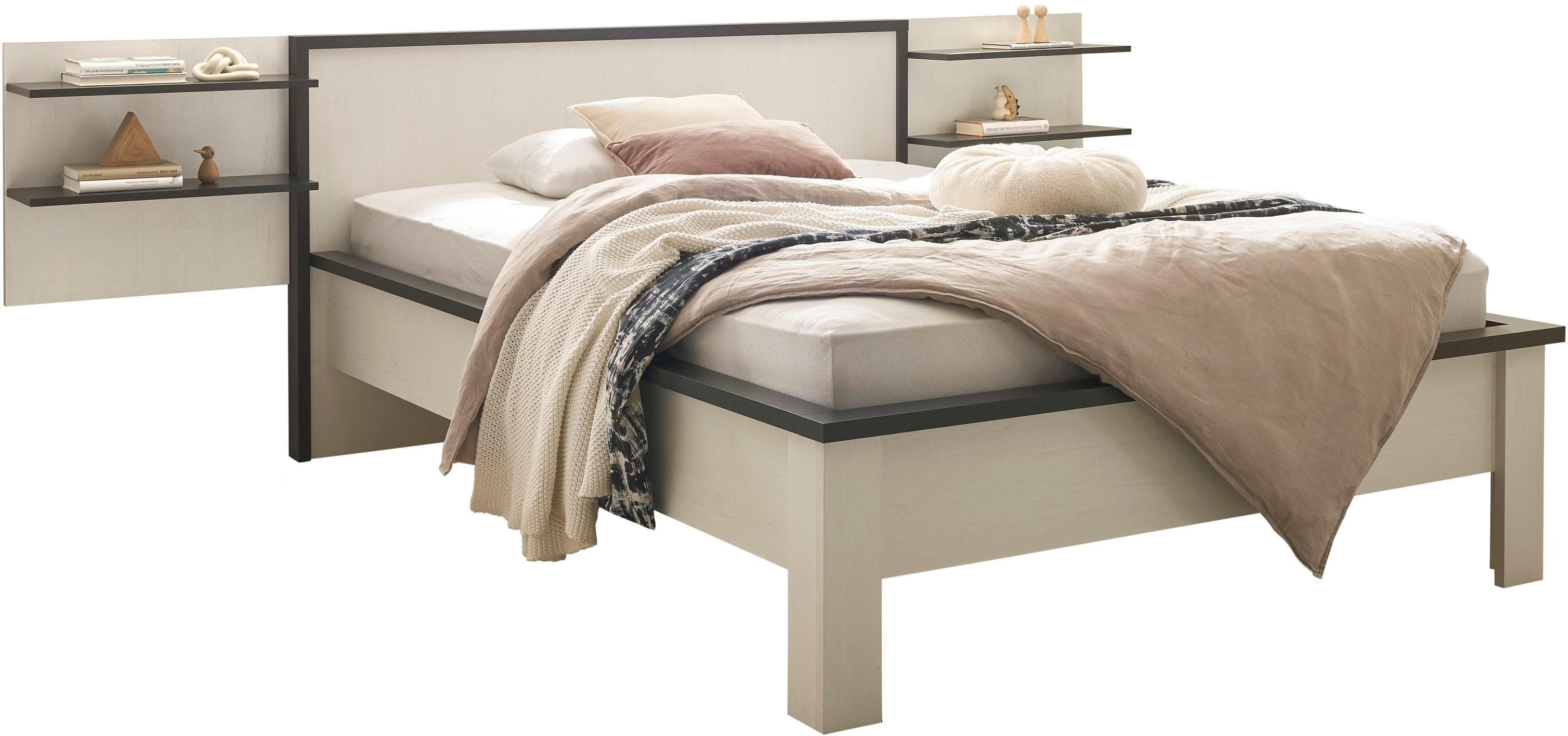 Home Affaire Bettanlage Sherwood Weiß 140x200 cm mit Wandpaneelen