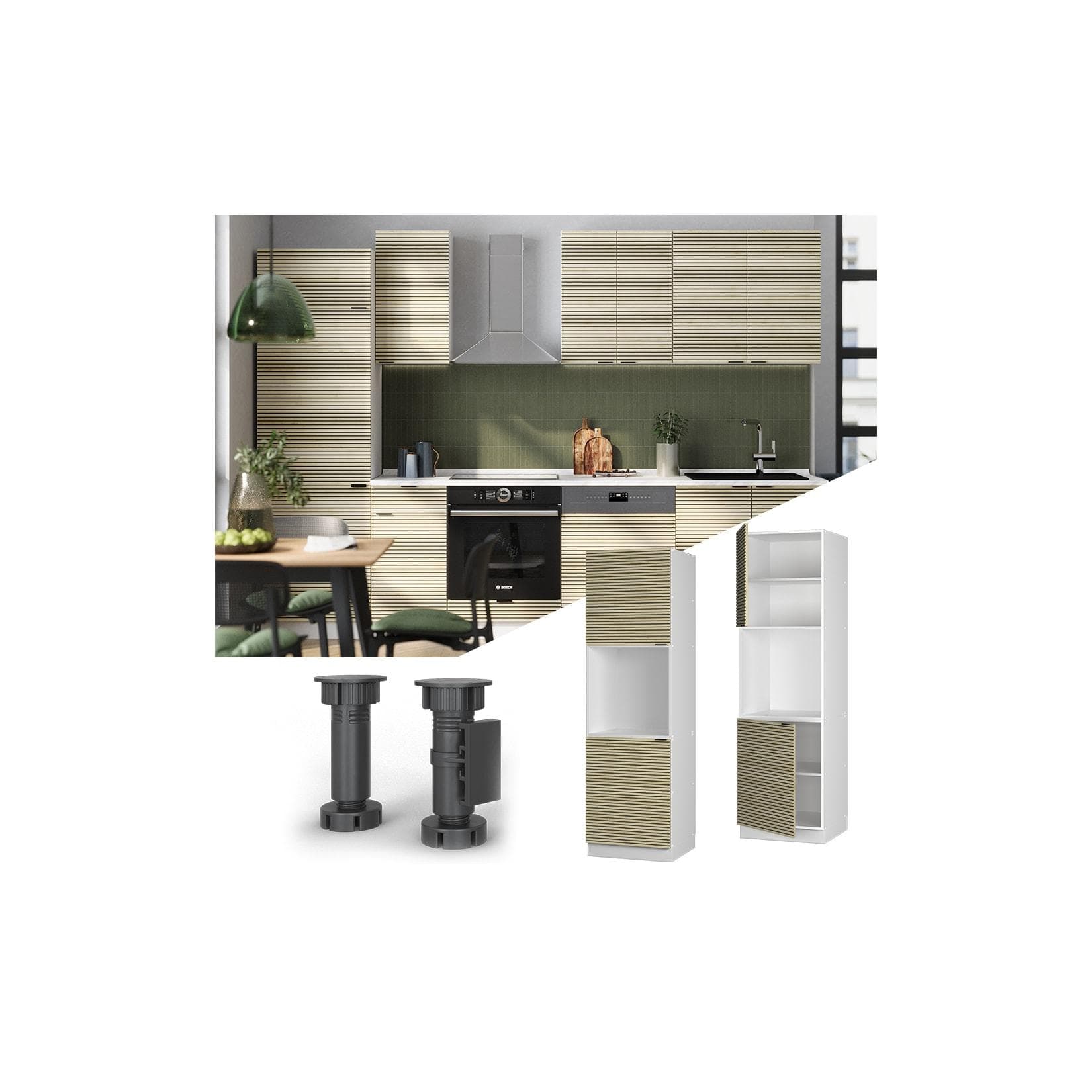 Vicco Vorratsschrank Fame-Line Weiß Eiche 2 Türen