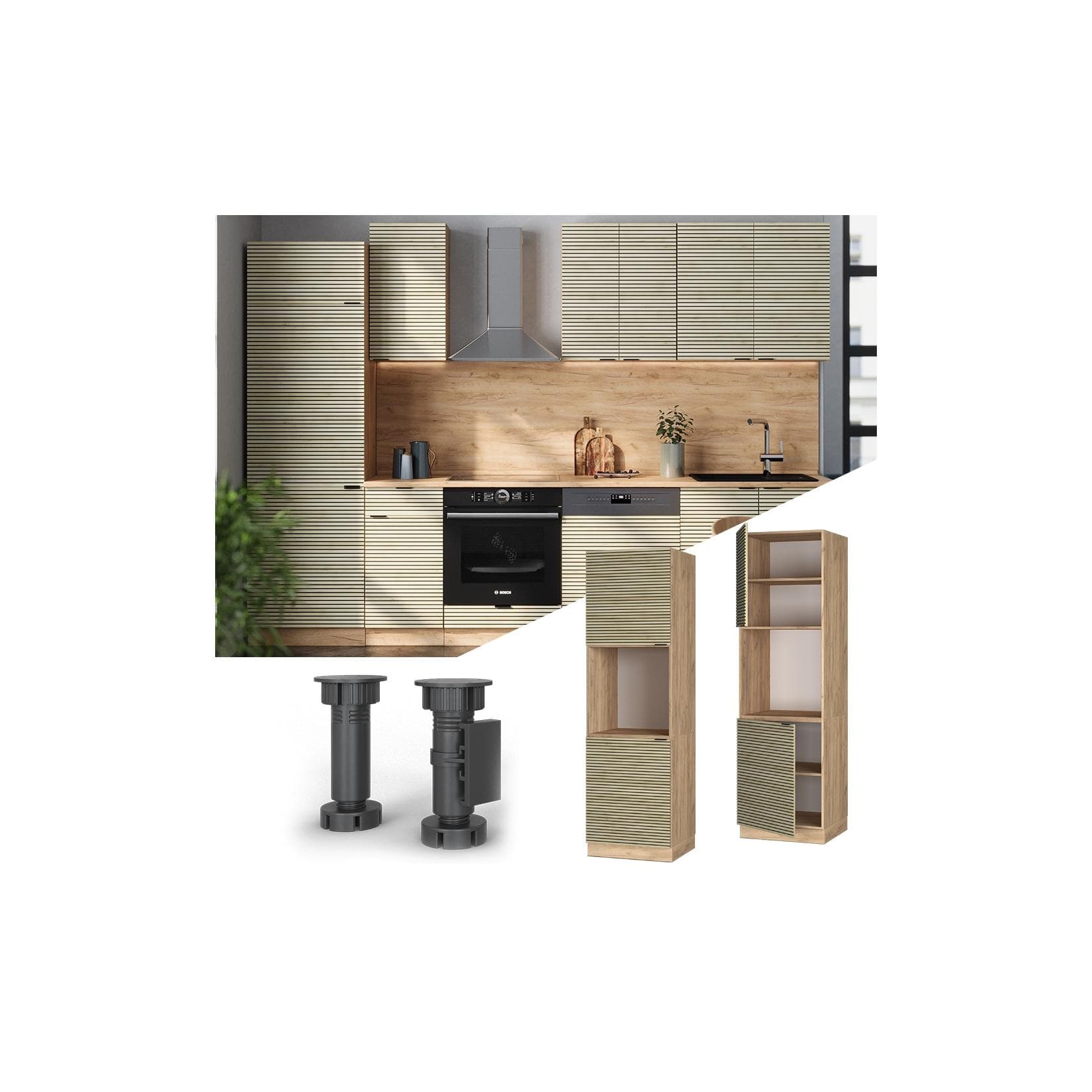 Vicco Vorratsschrank Fame-Line Eiche 2 Türen