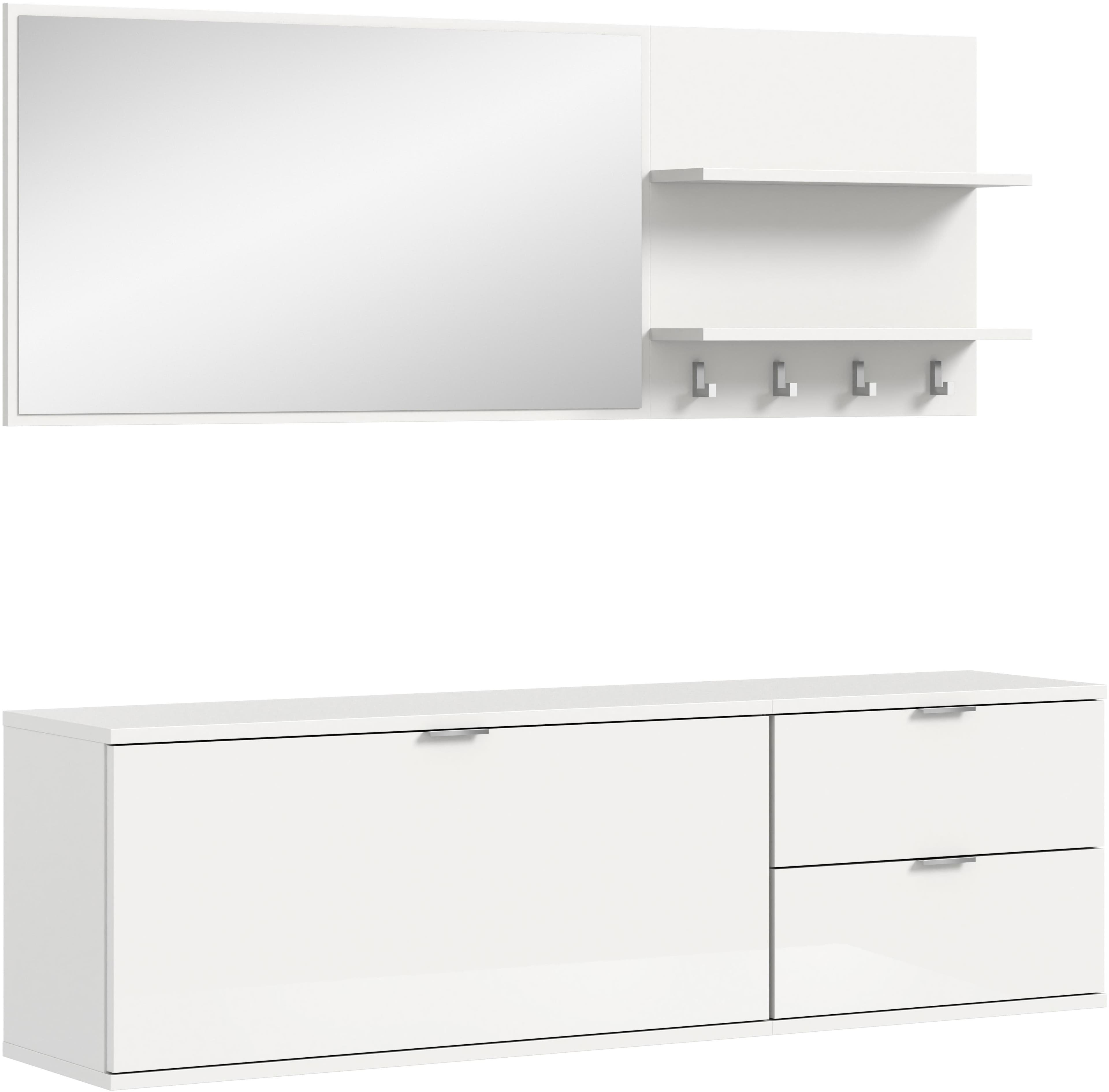 INOSIGN Trondheim Garderobenset 3-tlg. Weiß Hochglanz