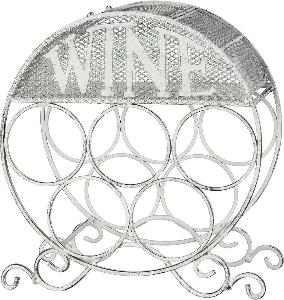 AMBIENTE HAUS Wein-Flaschenständer rund Antikweiß