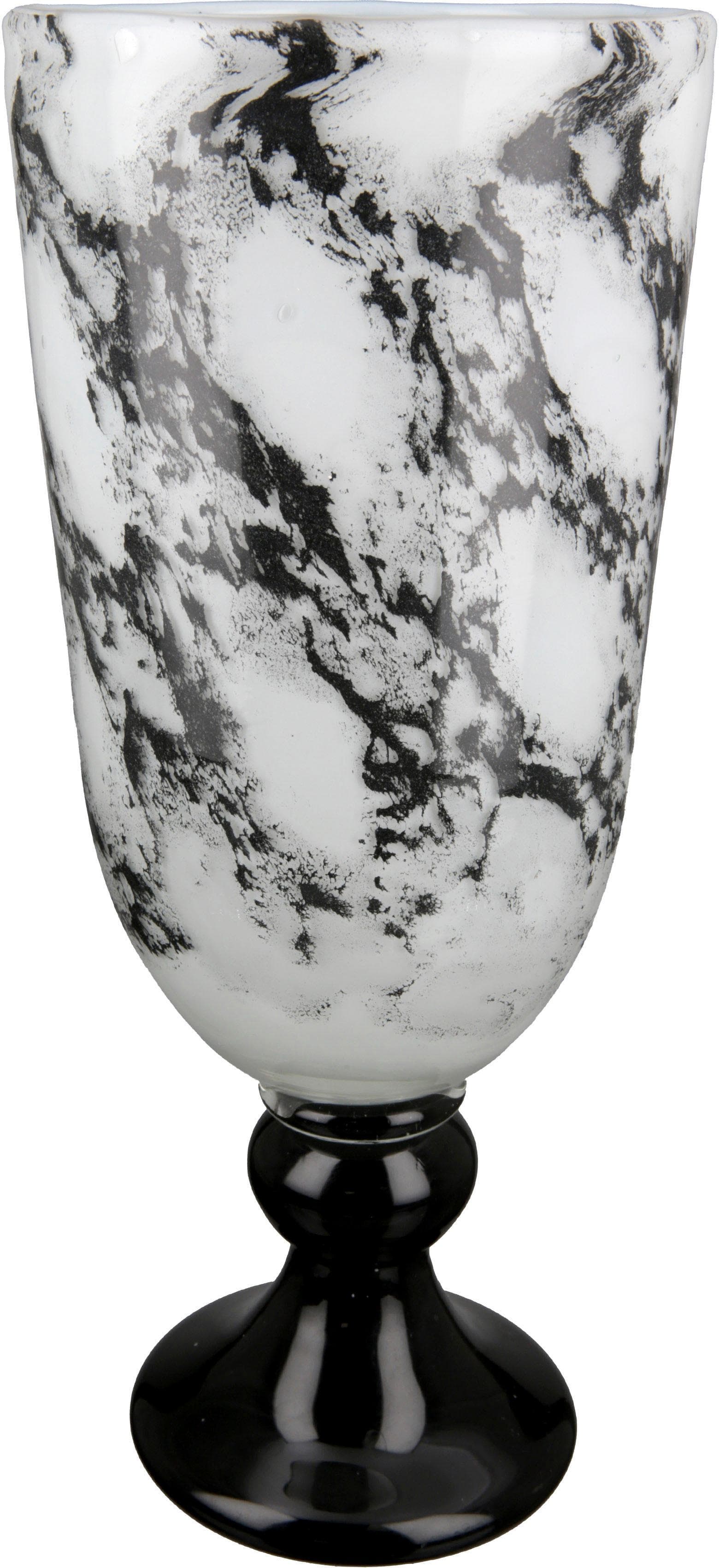 Tischvase CASABLANCA BY GILDE Schwarz-Weiß Glas 31cm