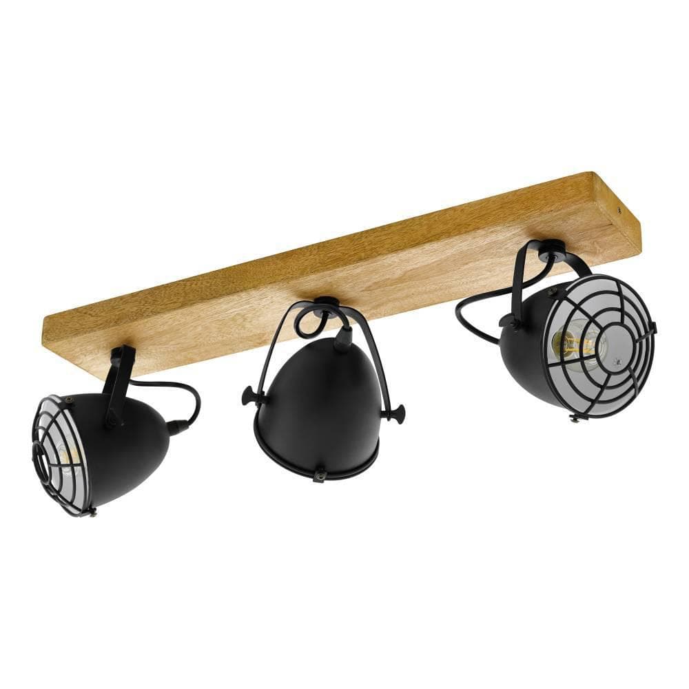 EGLO Deckenspot Gatebeck Strahler Stahl und Holz E14 IP20 Wohnzimmerlampe