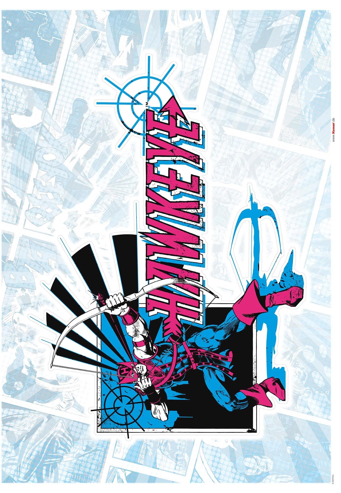 KOMAR Wandtattoo Hawkeye Comic Classic pink blau schwarz