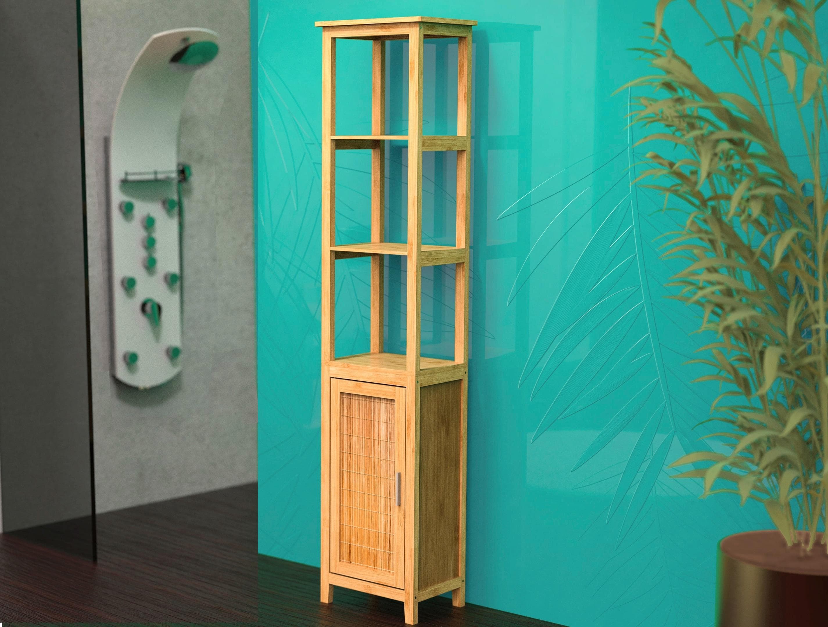 Bambus Badezimmerspiegelschrank mit 3 Fächern