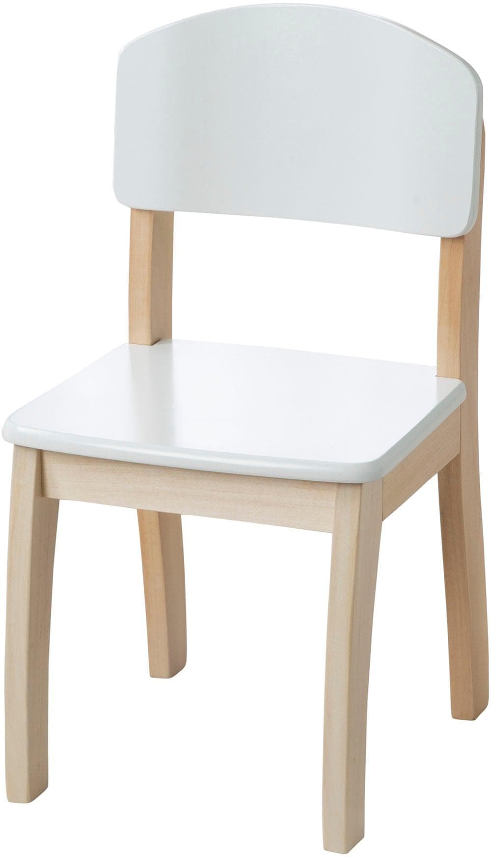 Kinderstuhl aus Holz weiß mit Lehne