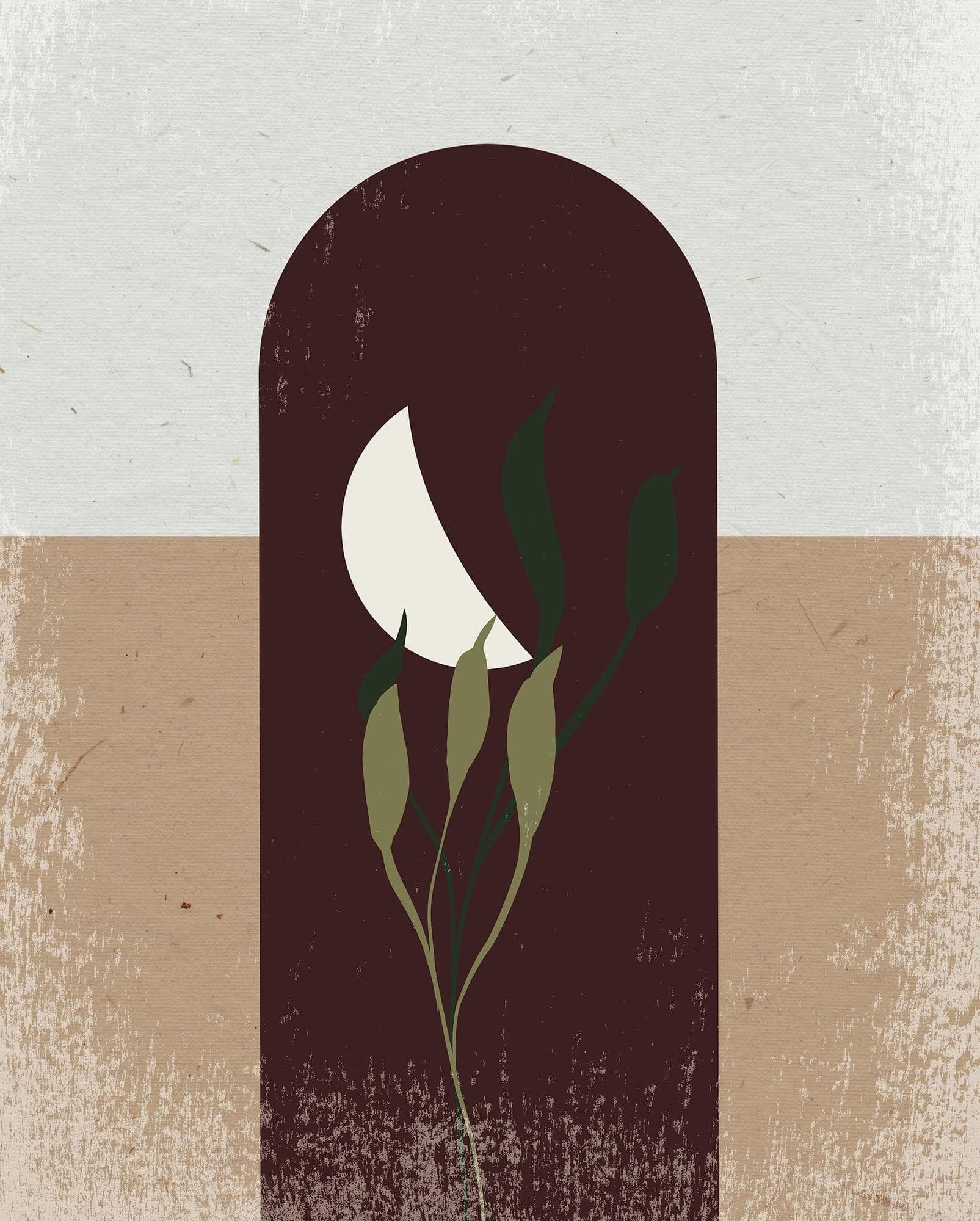 Komar Silence Half Moon Wandbild Braun Natur