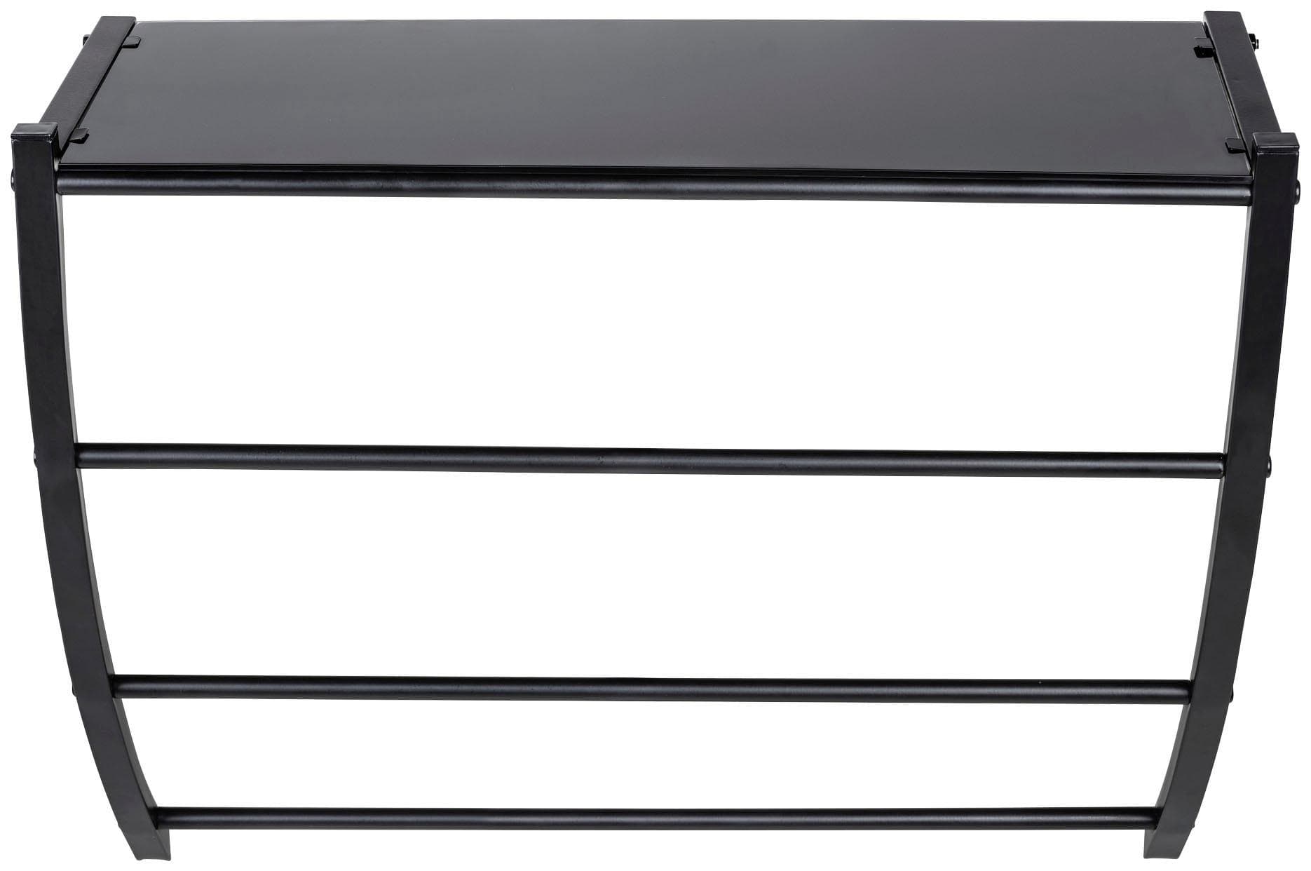 Glaswandregal mit 3 Handtuchhaltern - Schwarz