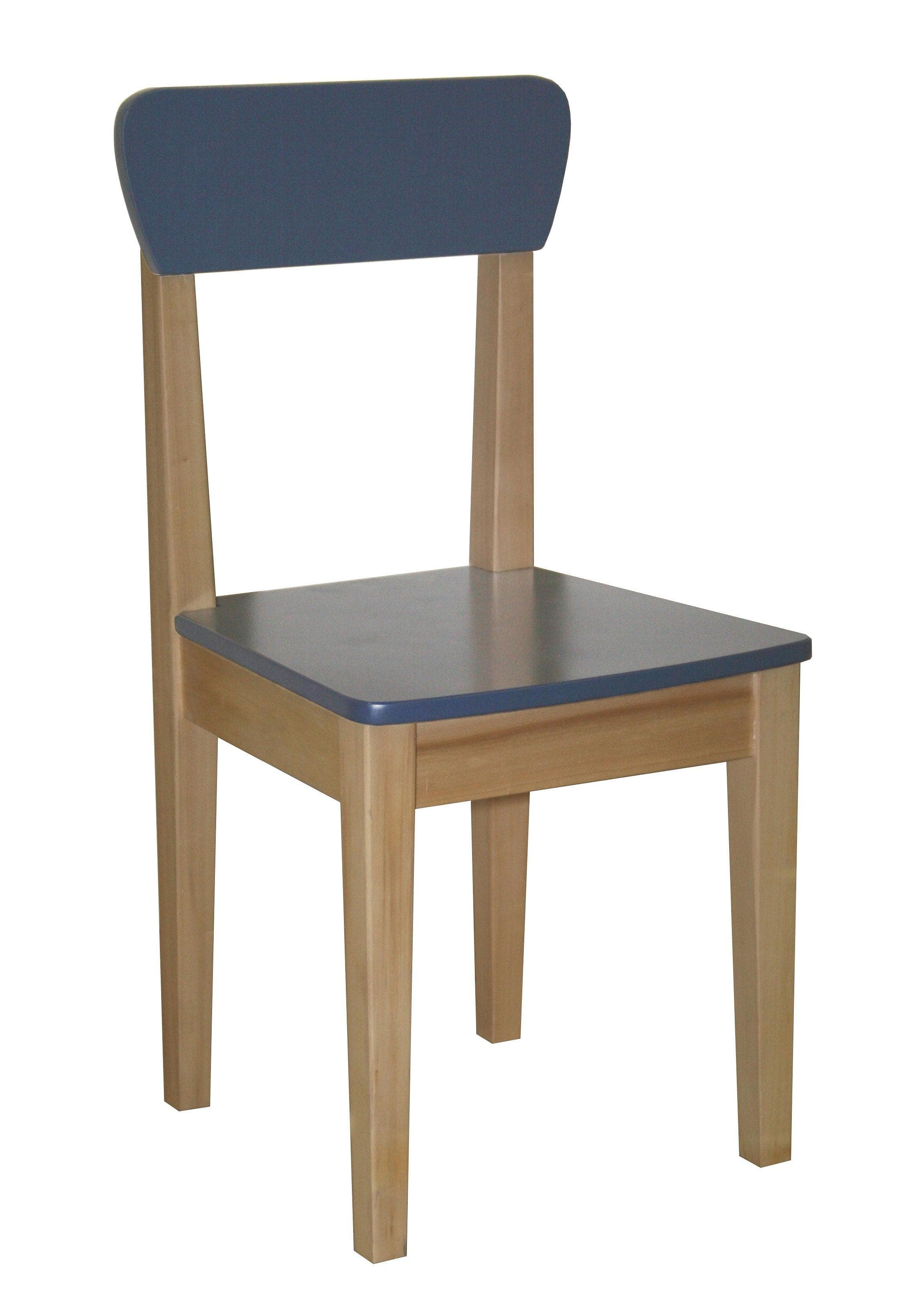 Kinderstuhl aus Holz mit Rückenlehne - Blau