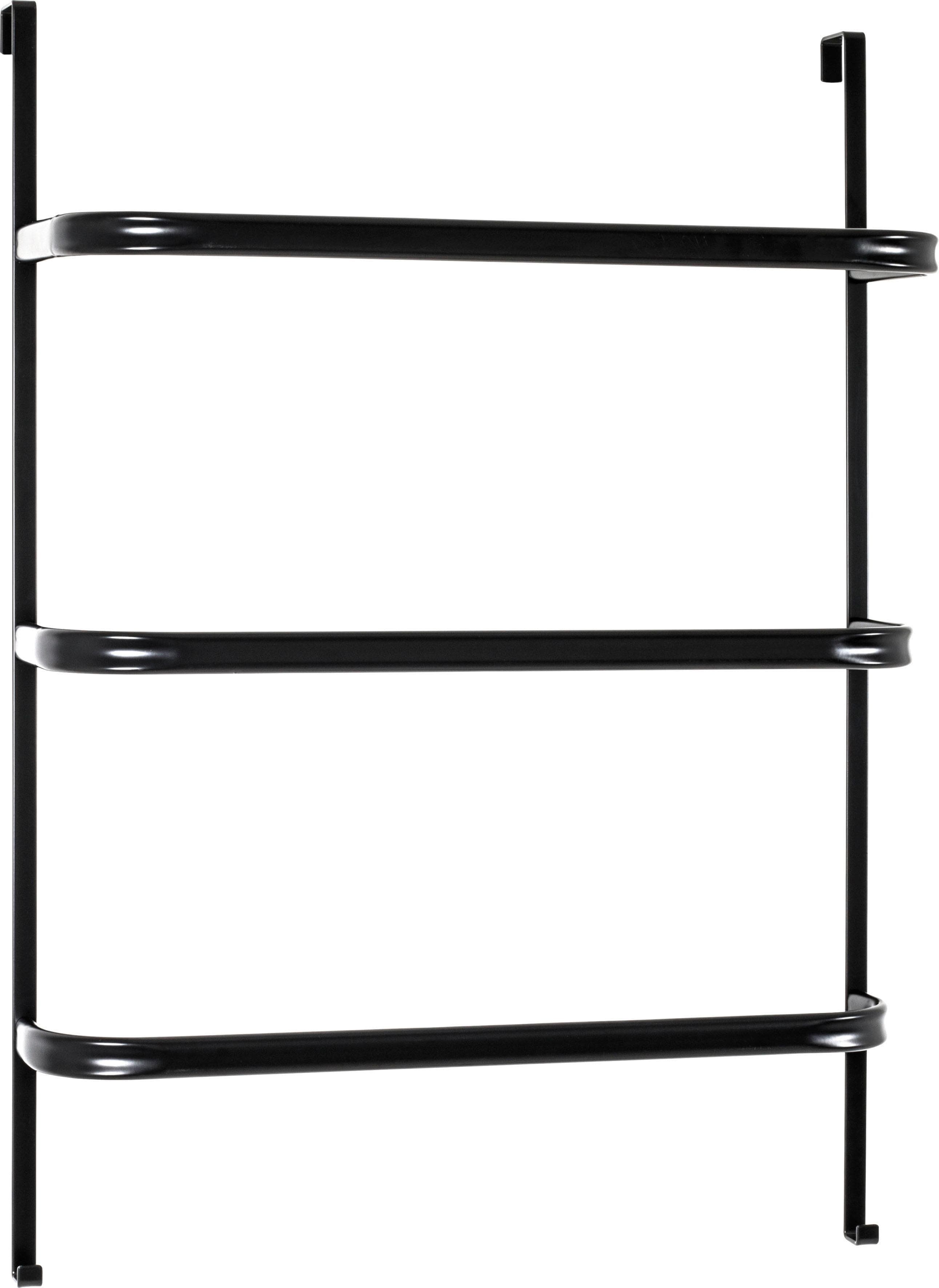 HAKU Türhandtuchhalter Schwarz - Doppelhandtuchhalter aus Stahlrohr