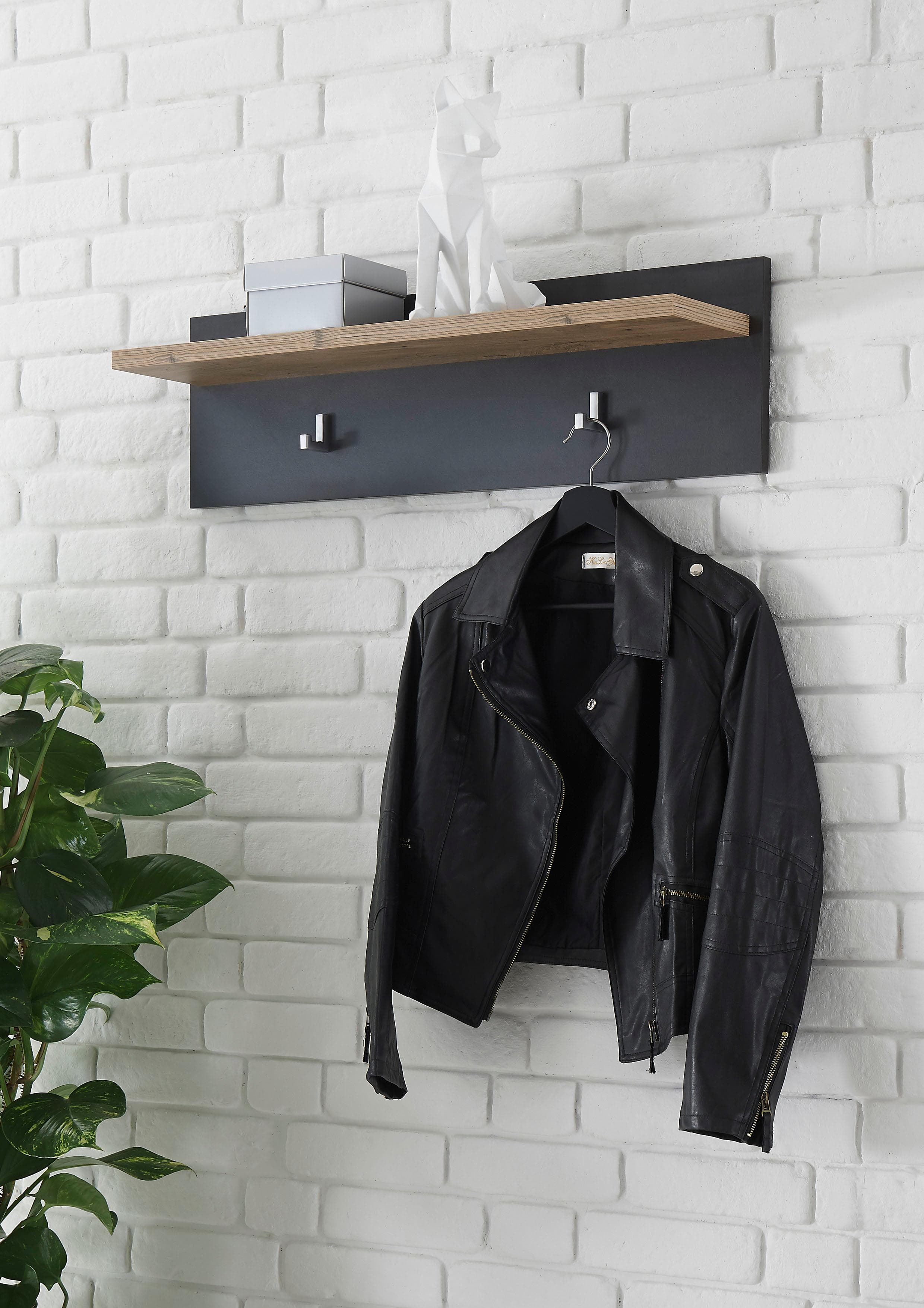 INOSIGN Garderobenpaneel Bruegge - Fresko Holzwerkstoff mit Silberfarbenen Haken