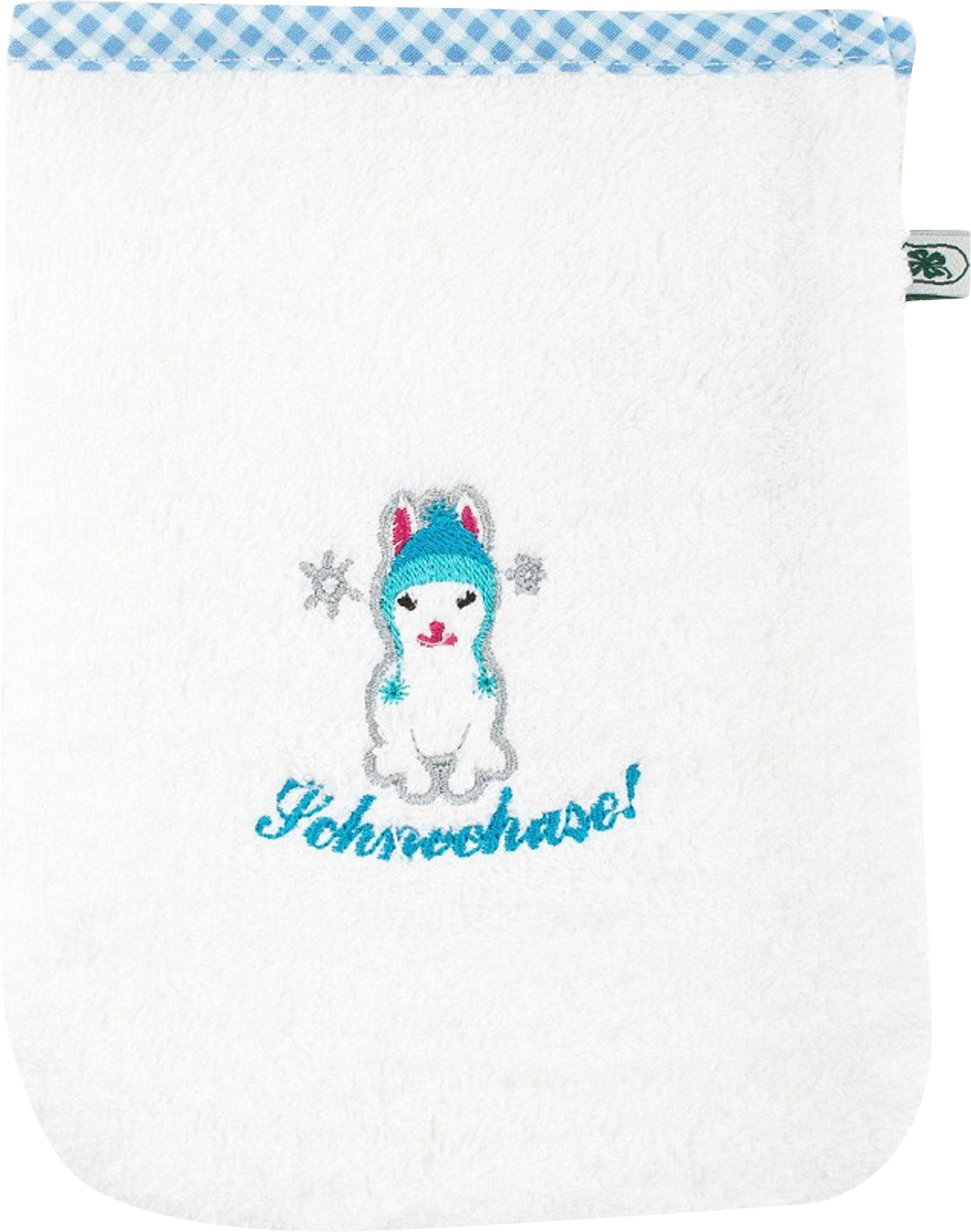 ADELHEID Schneehase Waschlappen: Flauschig & Weich mit Stickerei und Paspel