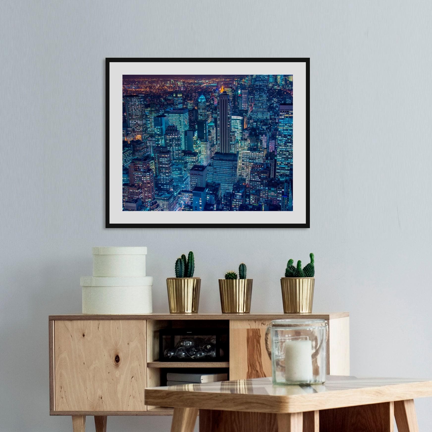 QUEENCE Bild NYC Blau Schwarz 40x30 cm Wandbild