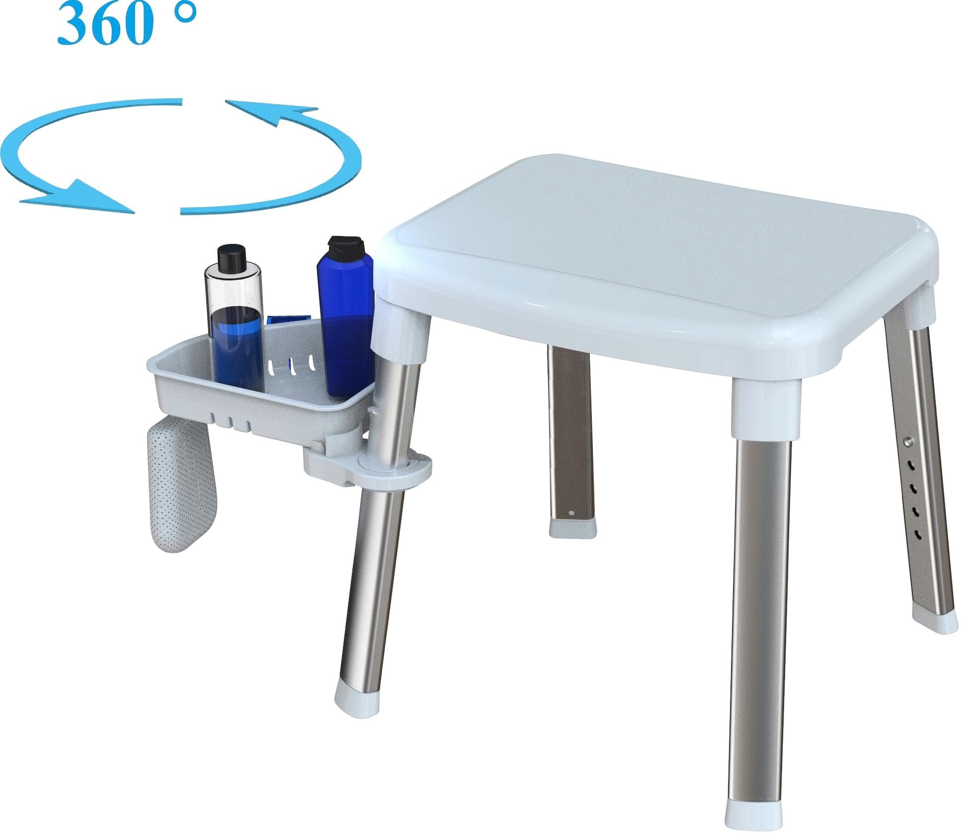 Dusch- und Badhocker BISCHOF Tray Weiß mit schwenkbarer Ablage