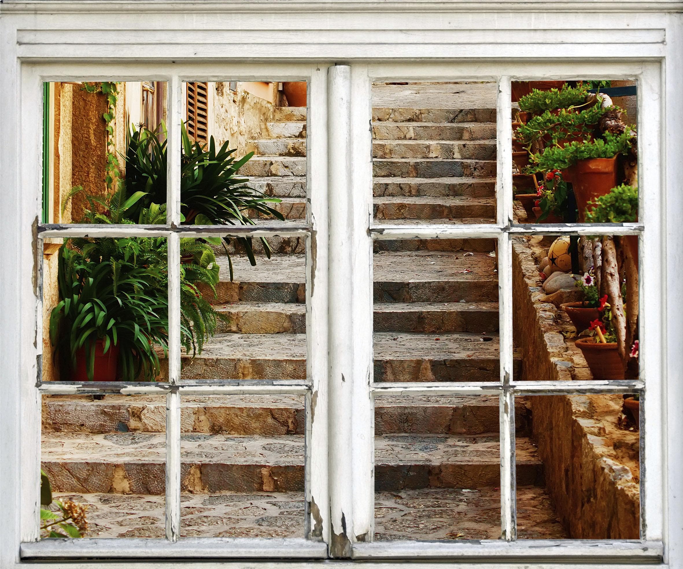 Wandsticker Treppe QUEENCE braun selbstklebend Wandtattoo