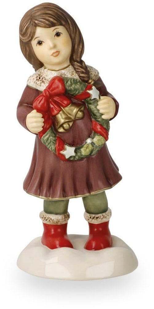 Goebel Dekofigur "Ein Kranz zum Advent" Bunt Steingut 7 x 6 x 14,5 cm