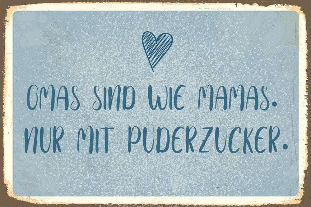 Metallbild QUEENCE "Puderzucker VI" Blau Vintage