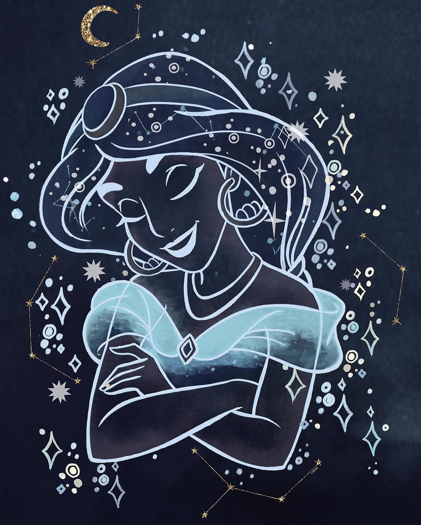 KOMAR Wandbild Jasmin Dreaming bunt Disney Kinderzimmer Deko