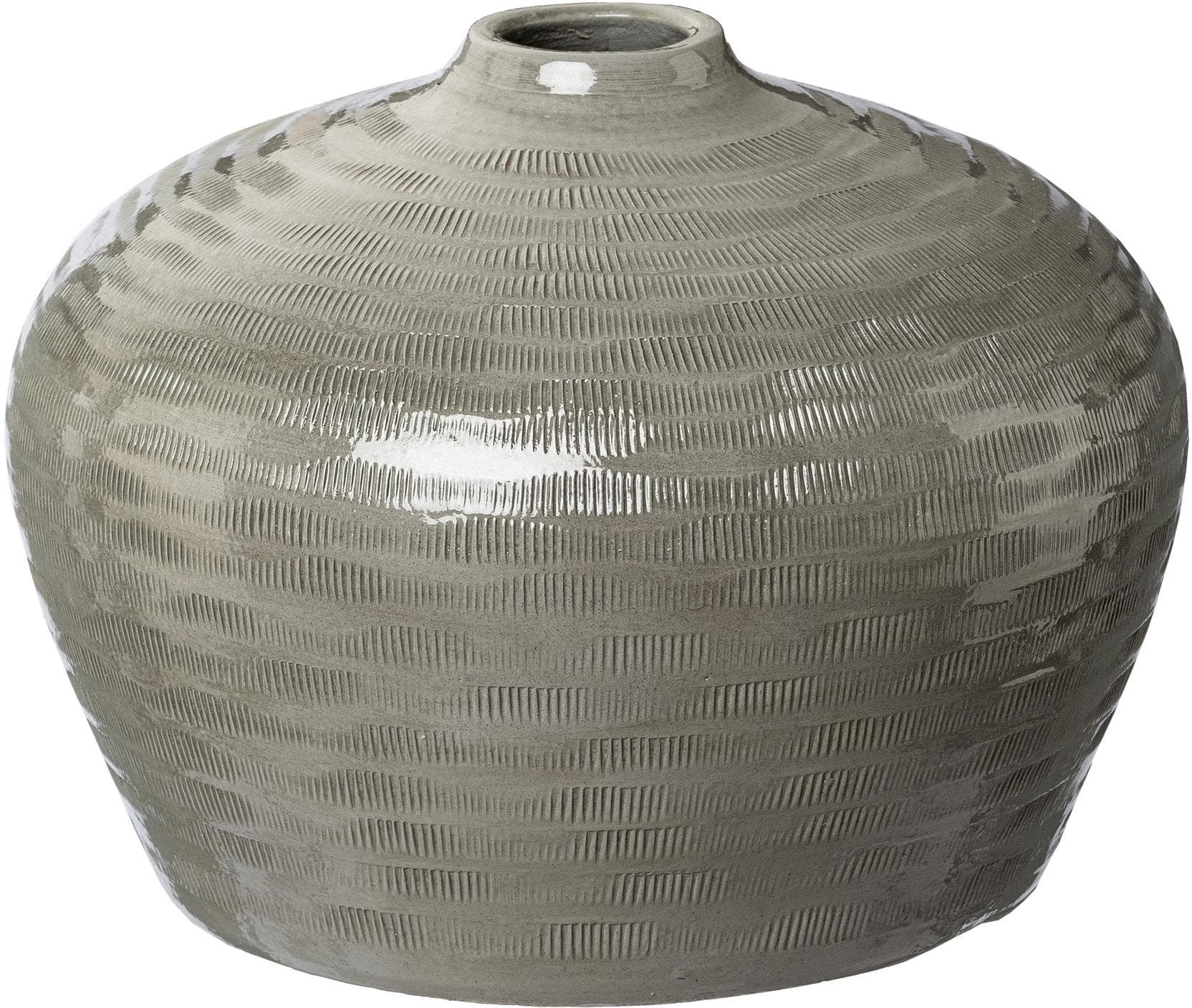Tischvase CREATIV DECO HUMILIS Grau Keramik Streifenmuster