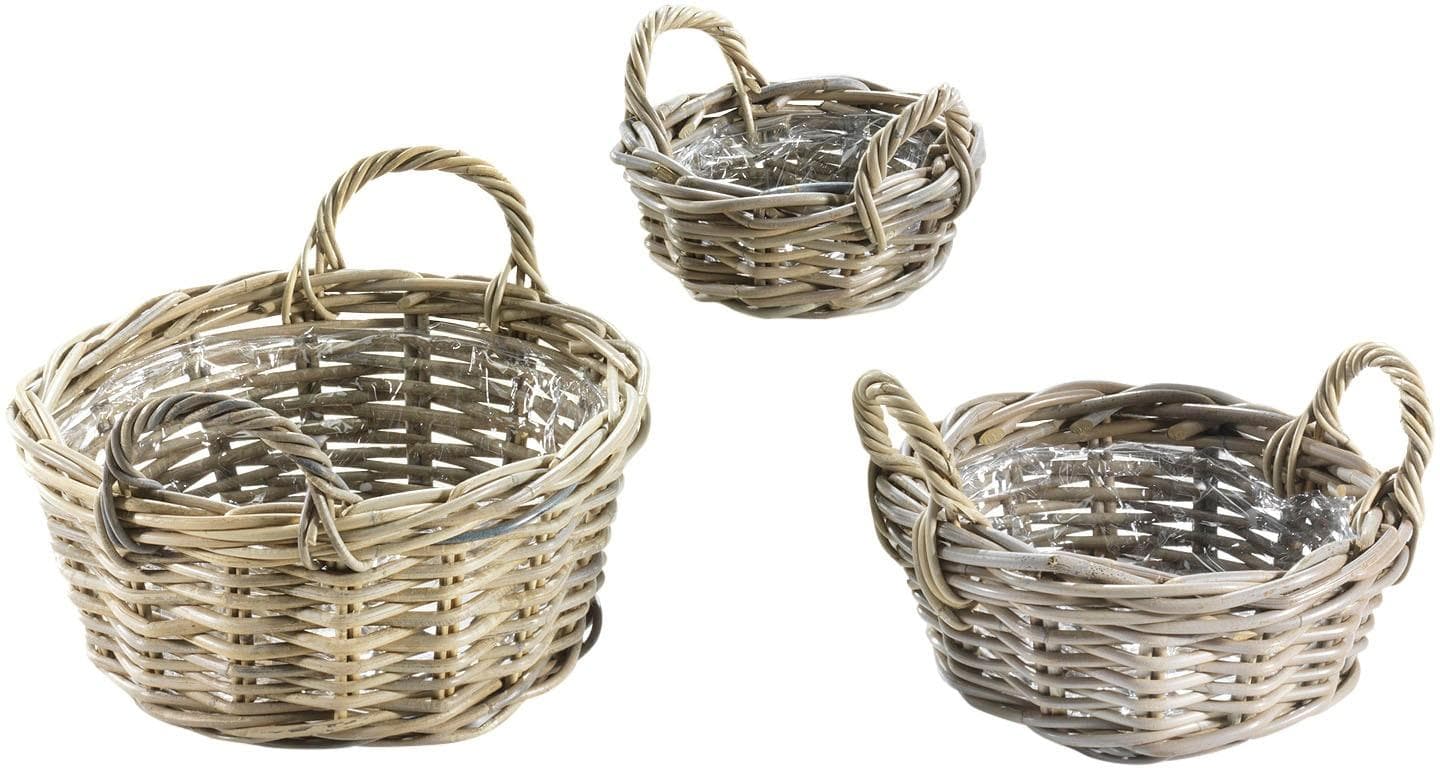 LOCKER Übertopf Grau Rattan Pflanzgefäß