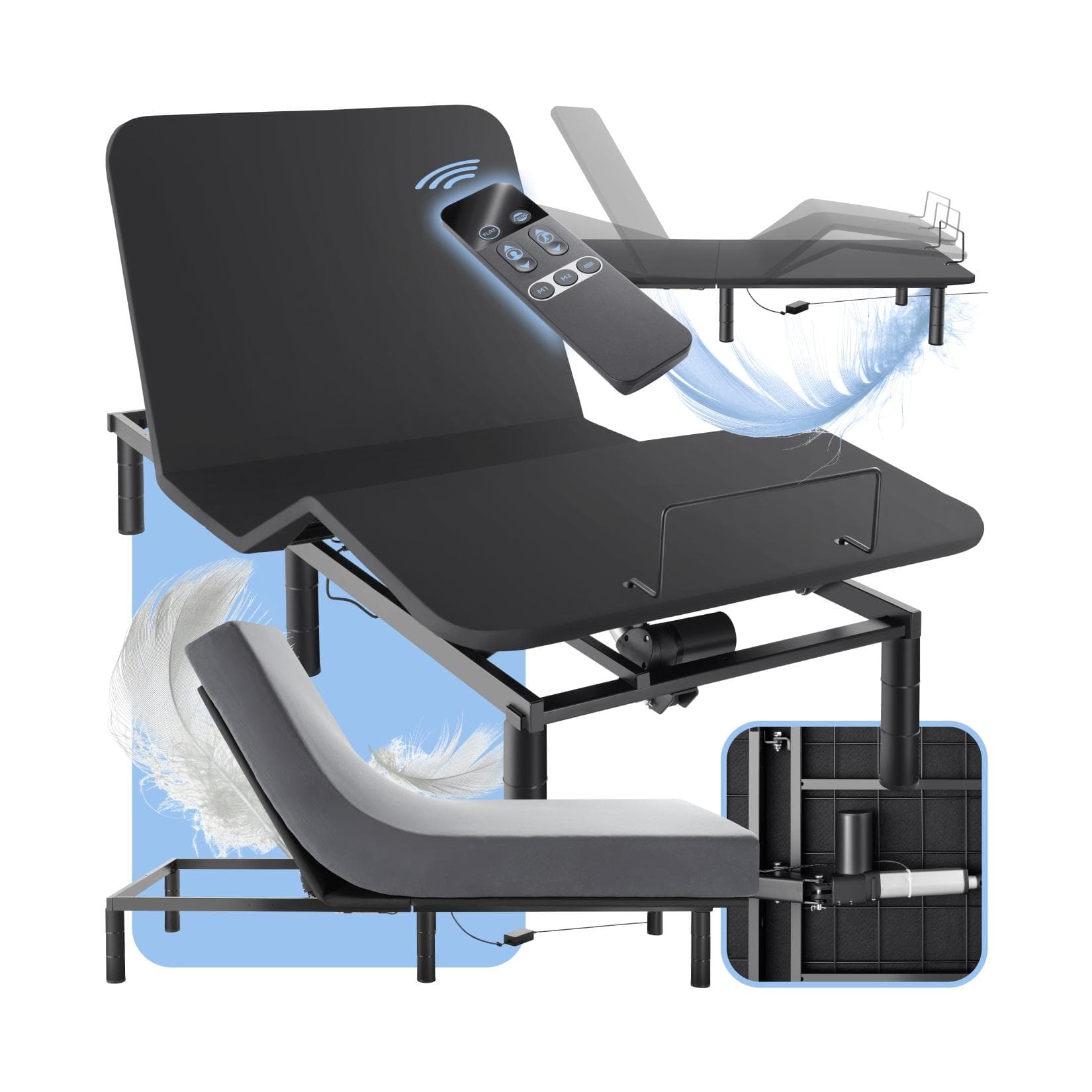 TecTake Bettgestell mit elektrisch verstellbarem Lattenrost